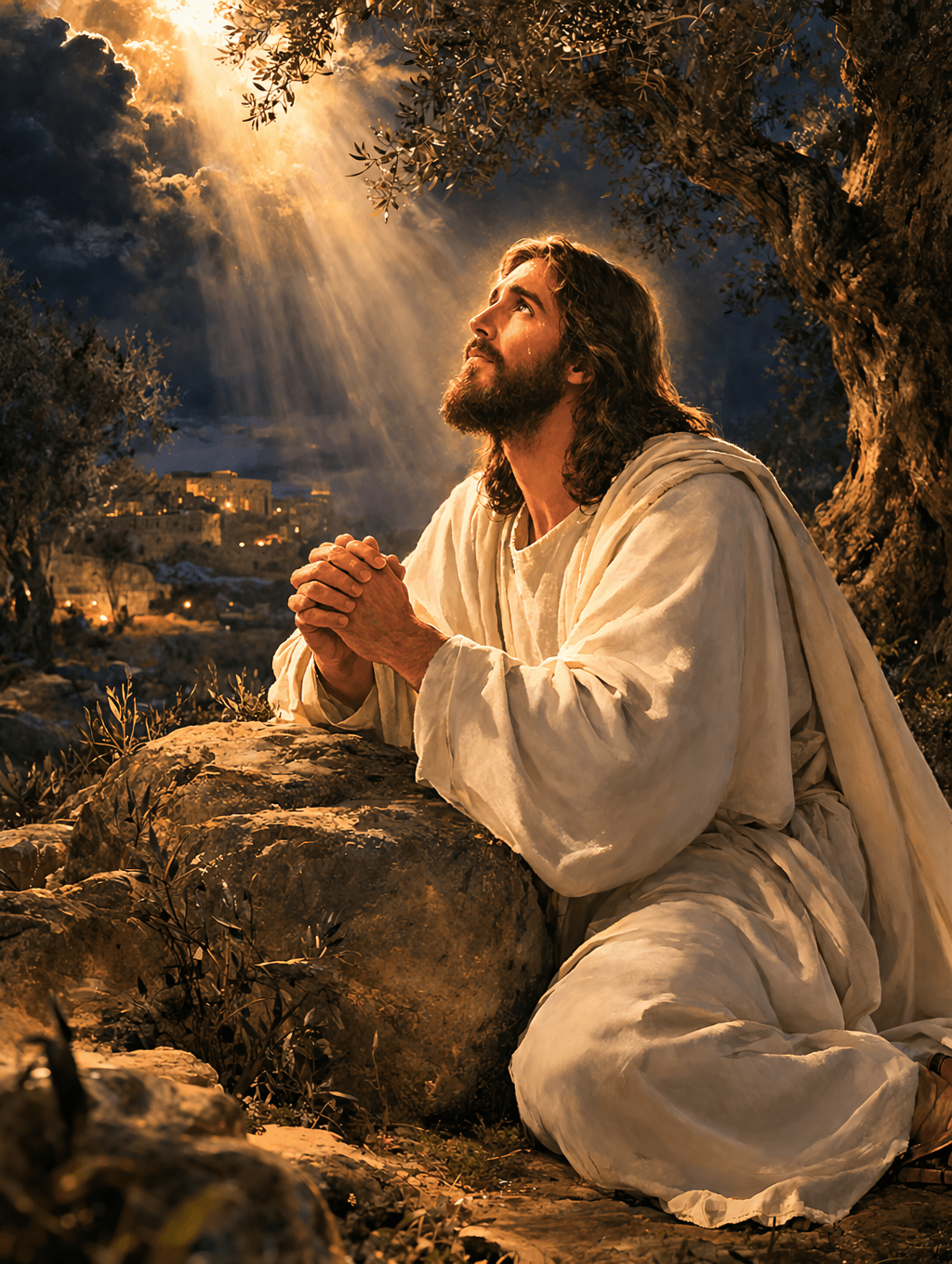 1024x1360 Jesus Christ Praying at the Garden of Gethsemane