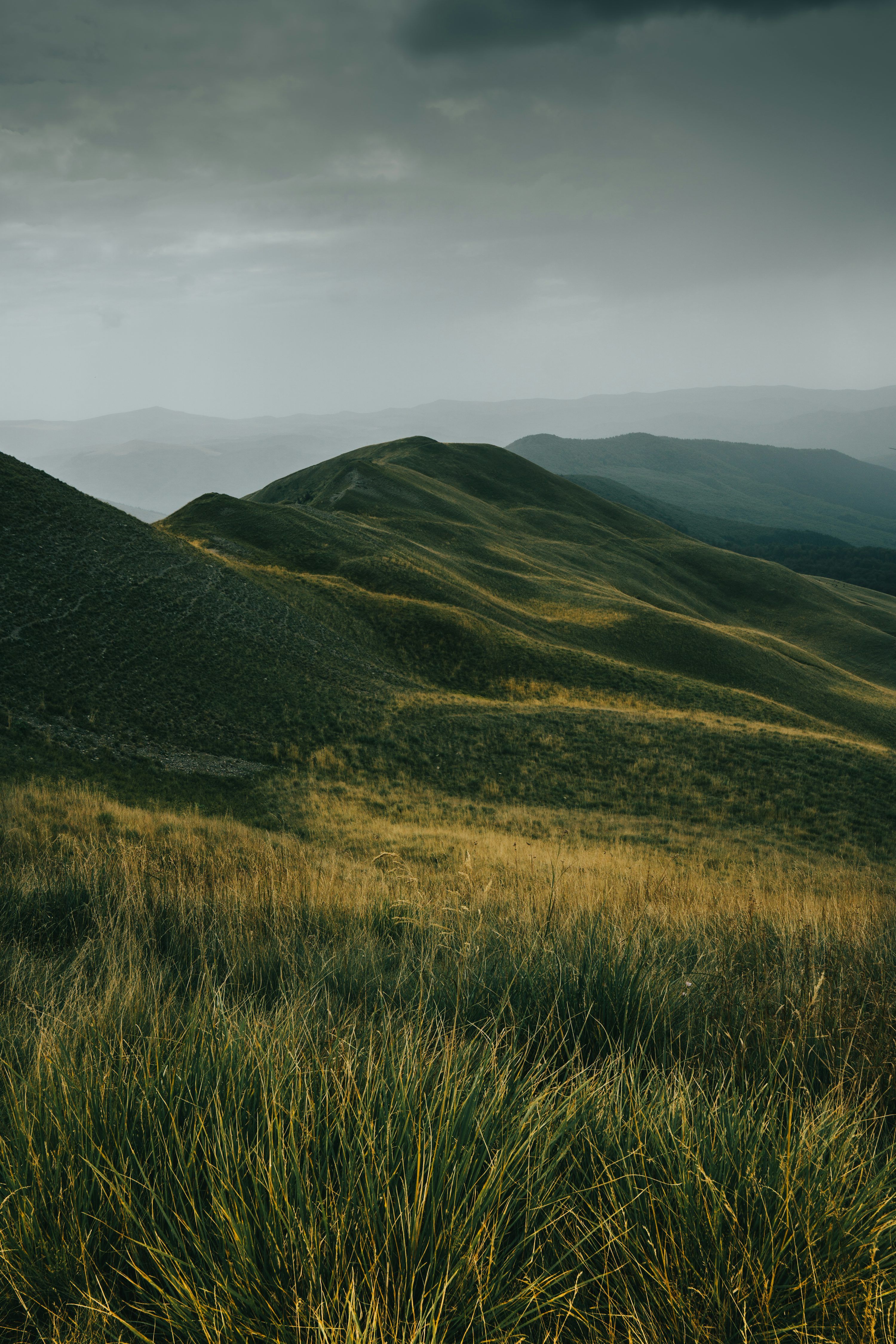 3000x4500 A grassy hill with hills in the background photo