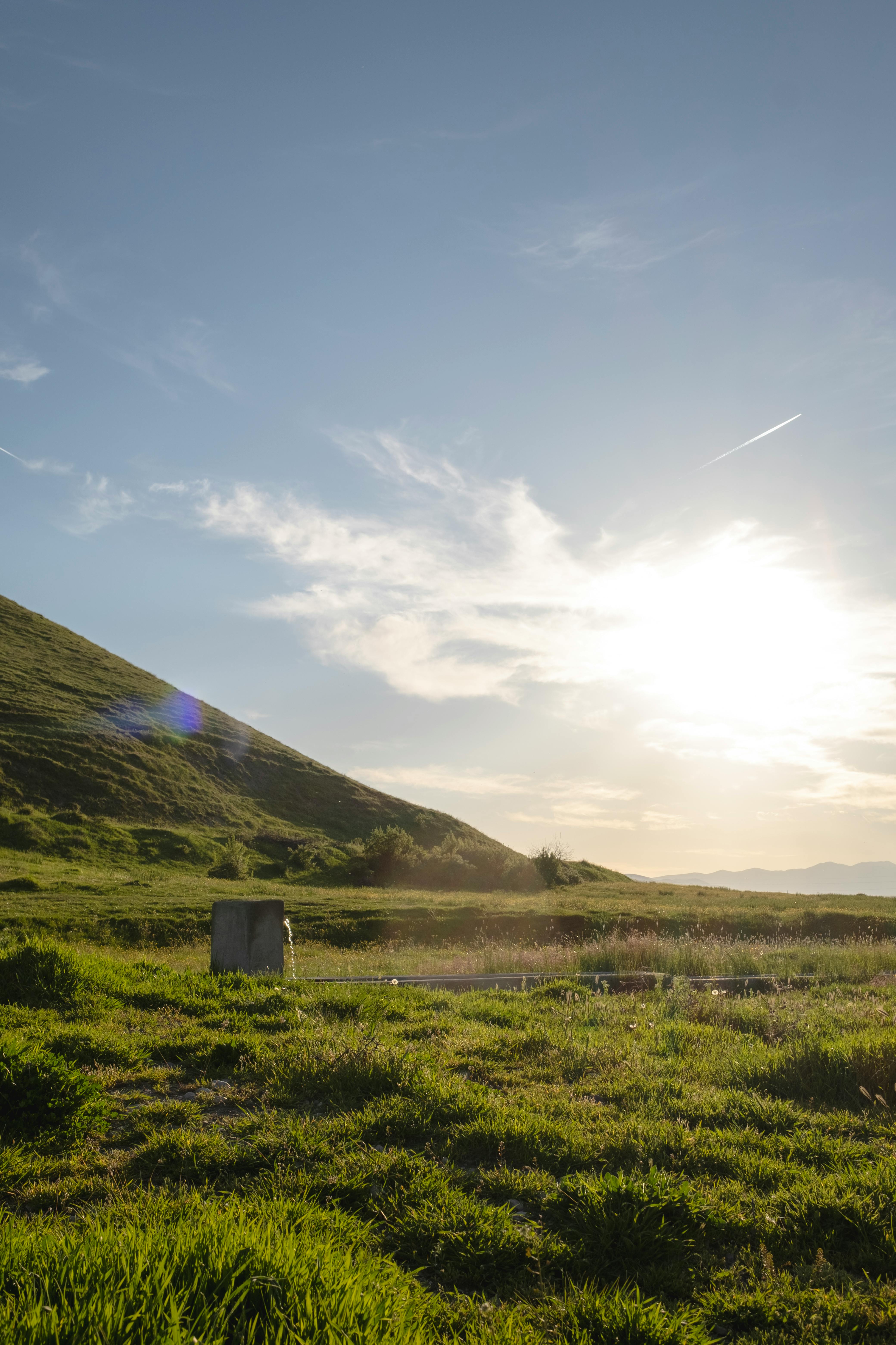 4160x6240 Grass Field and Hill at Sunset · Free