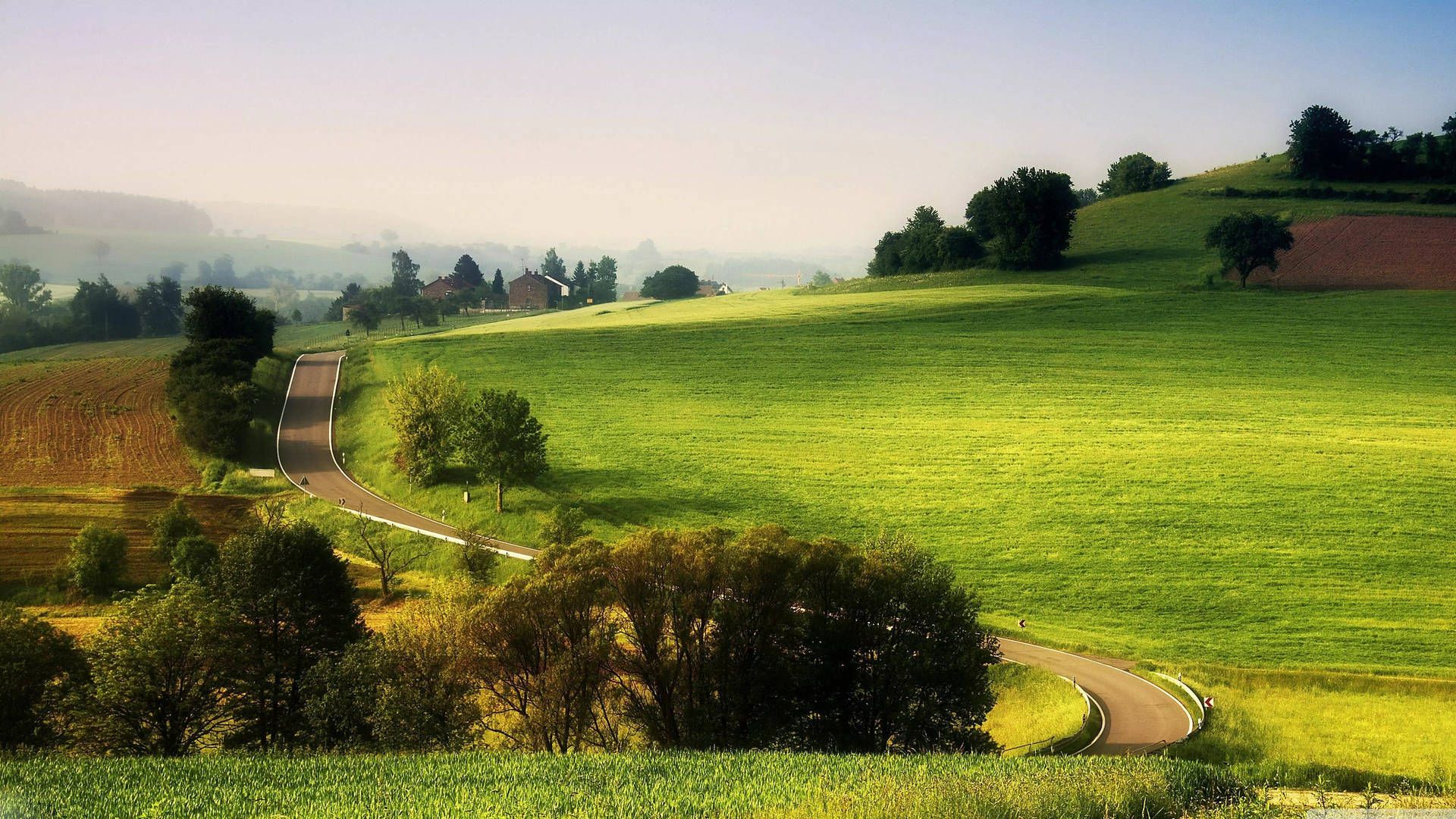 1920x1080 Download 32K Ultra HD Nature Grassy Hill Road Wallpaper