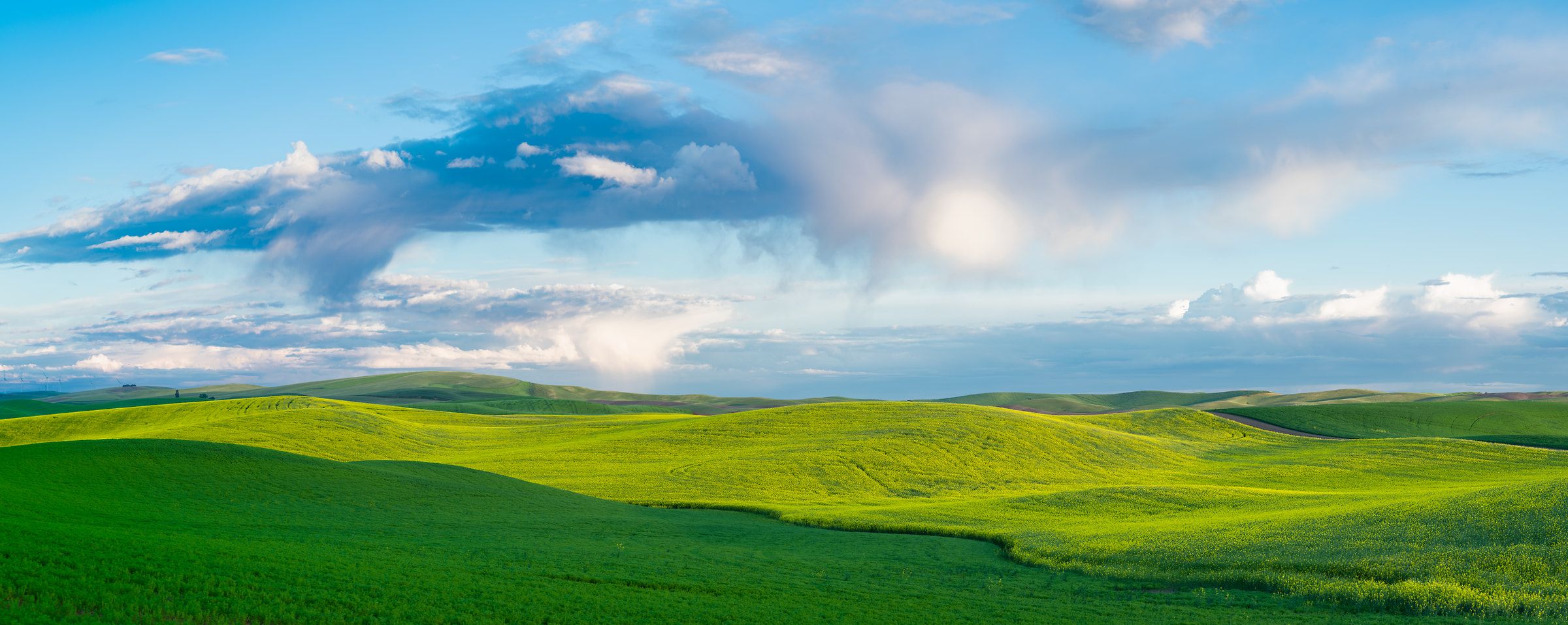 2400x957 Photos of fields, hills, & clouds