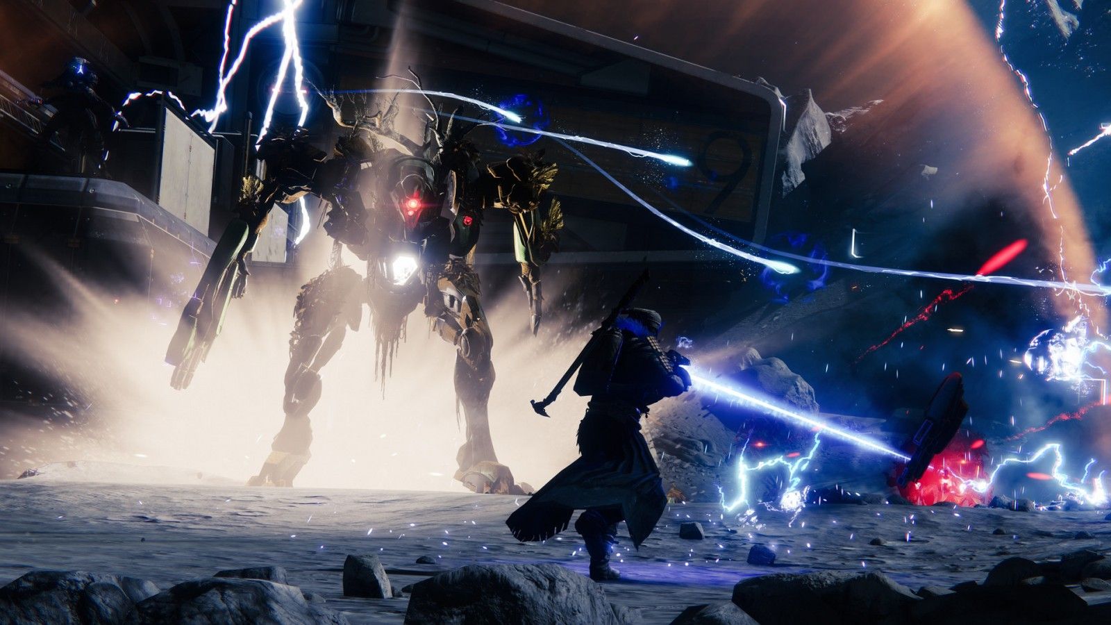 1600x900 Destiny 2 Shadowkeep War Between Robot And Warrior HD Games Wallpaper