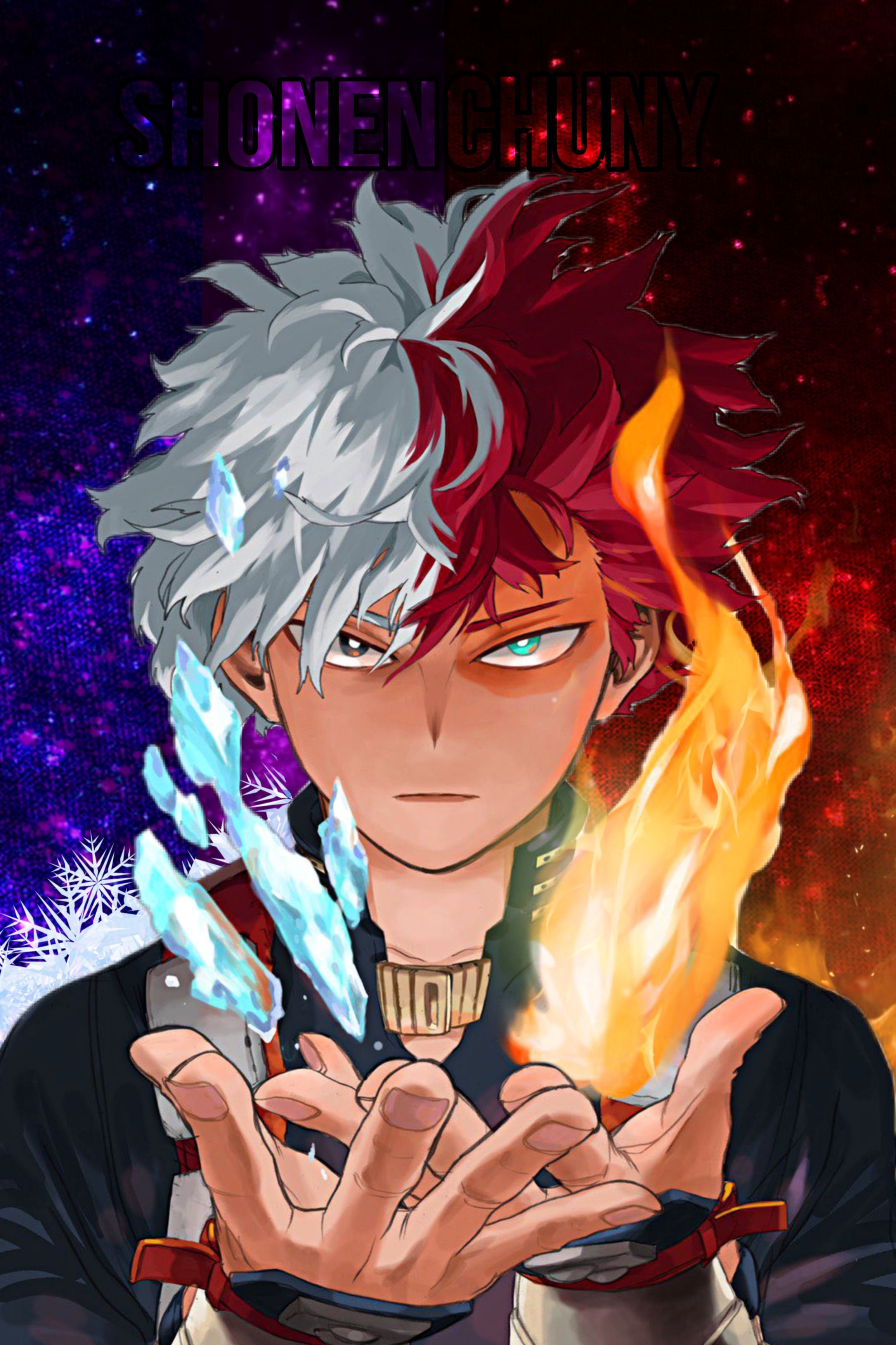 2309x3464 I made a wallpaper from Horikoshi's sketch of Todoroki