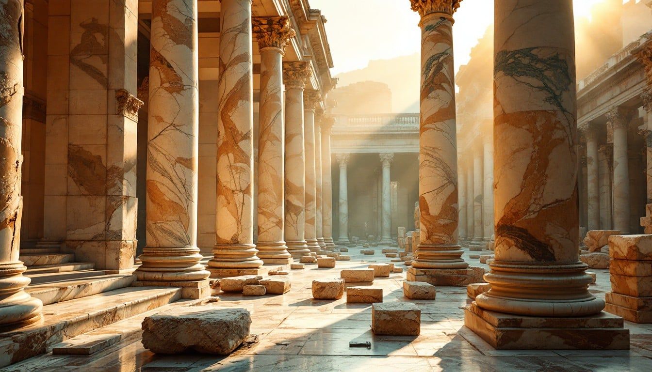 1344x768 Free Ancient Columns Glow Image, Marble, Ancient
