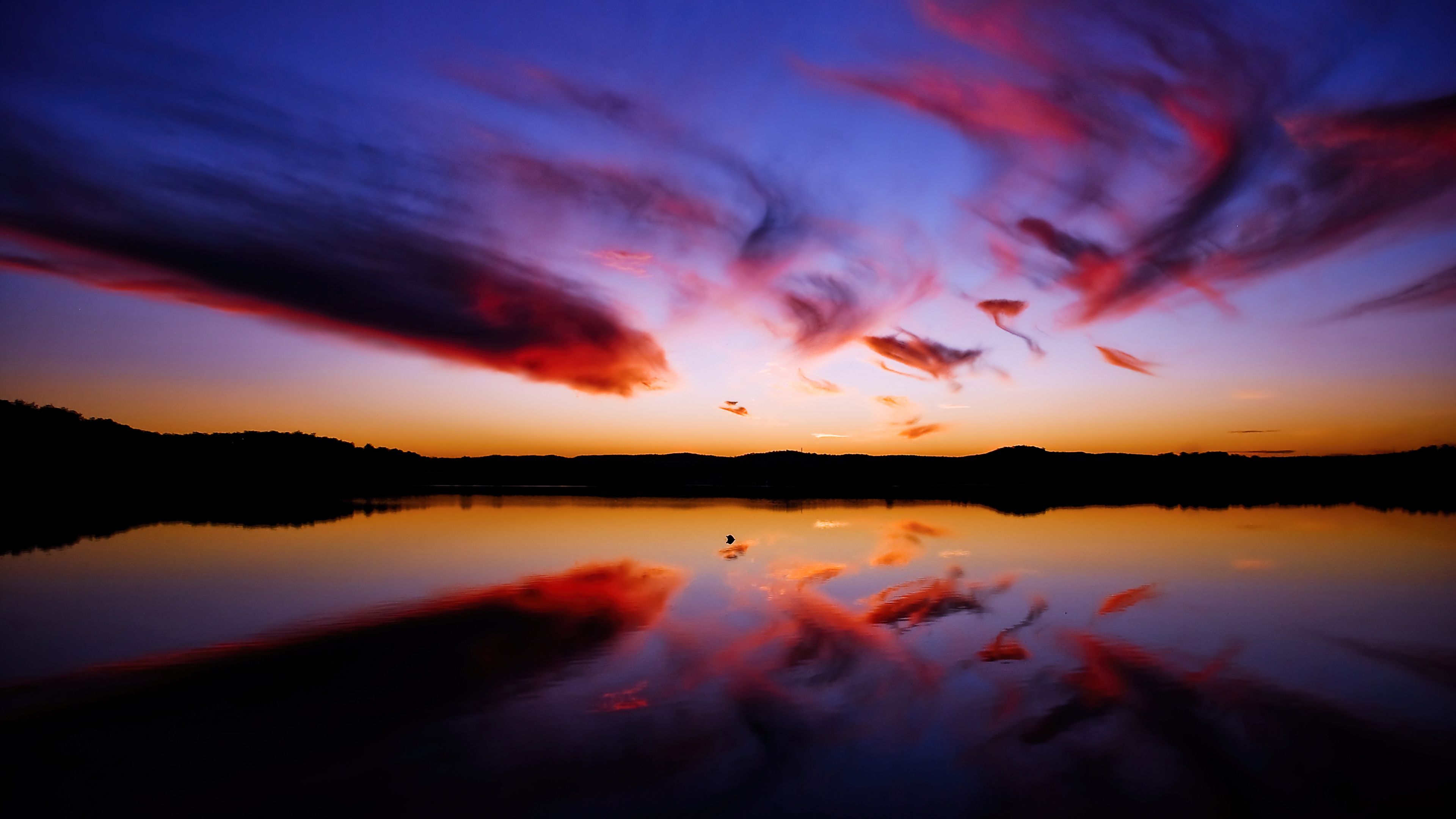3840x2160 Sunset Wallpaper 4K, Twilight, Seascape, Clouds