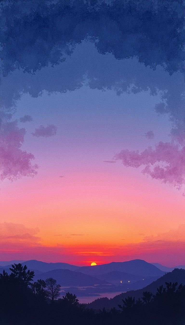 768x1344 Free Purple Sunset Silhouettes Image, Twilight, Sunset