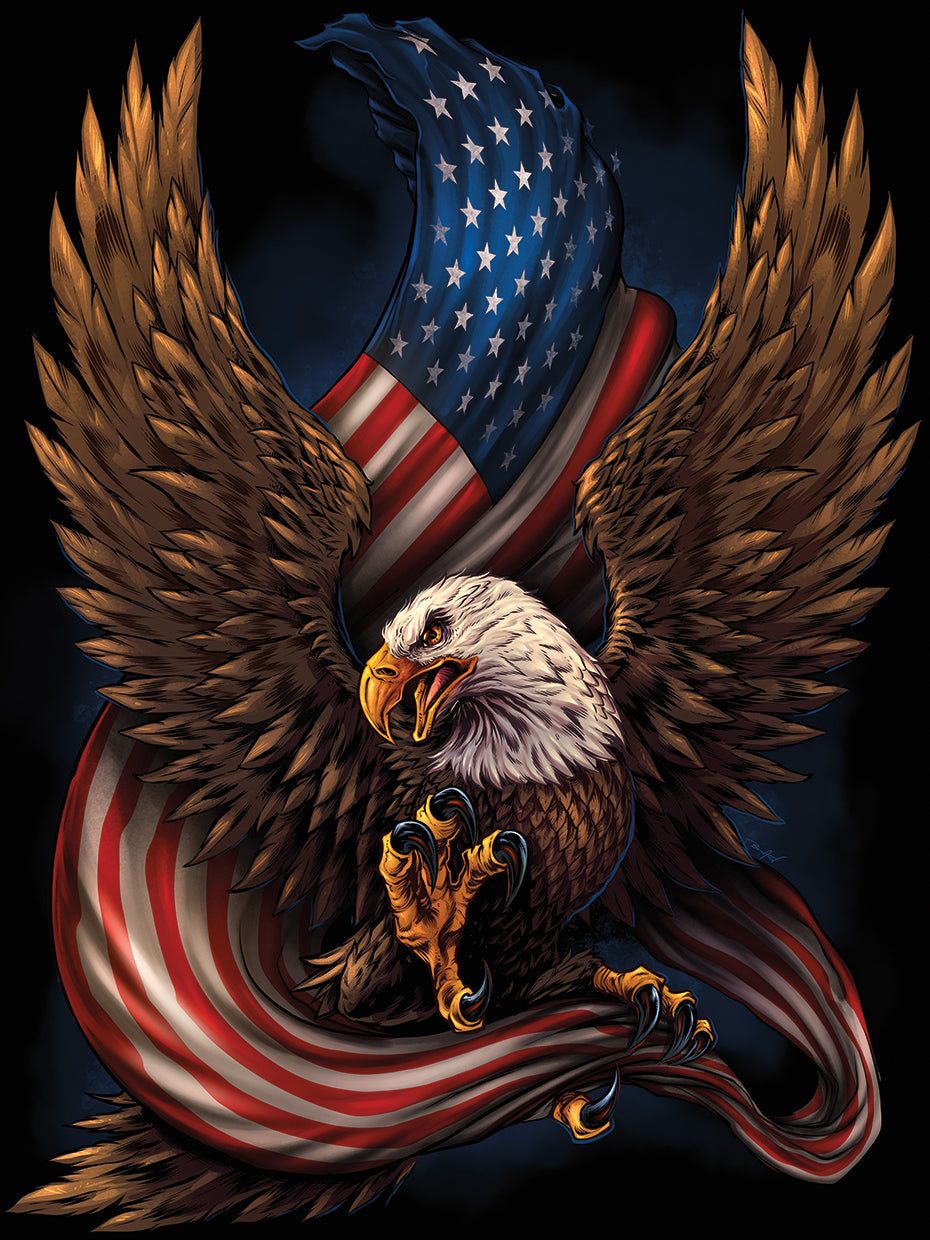 930x1240 Eagle and Flag Wall Art by FlyLand Designs. Fine Art Canvas
