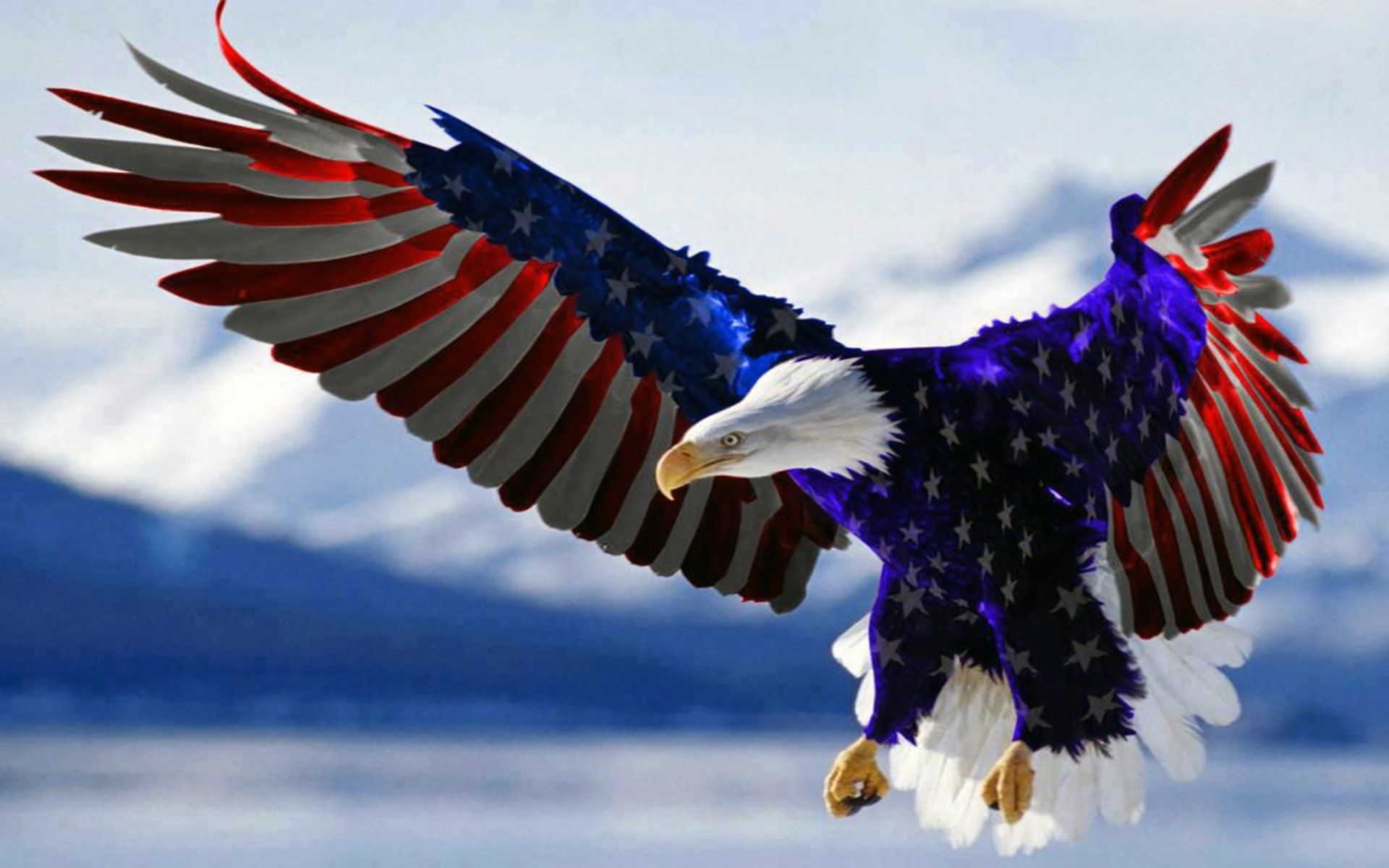 1920x1200 Majestic Bald Eagle Soaring with American Flag Wings Wallpaperx1200