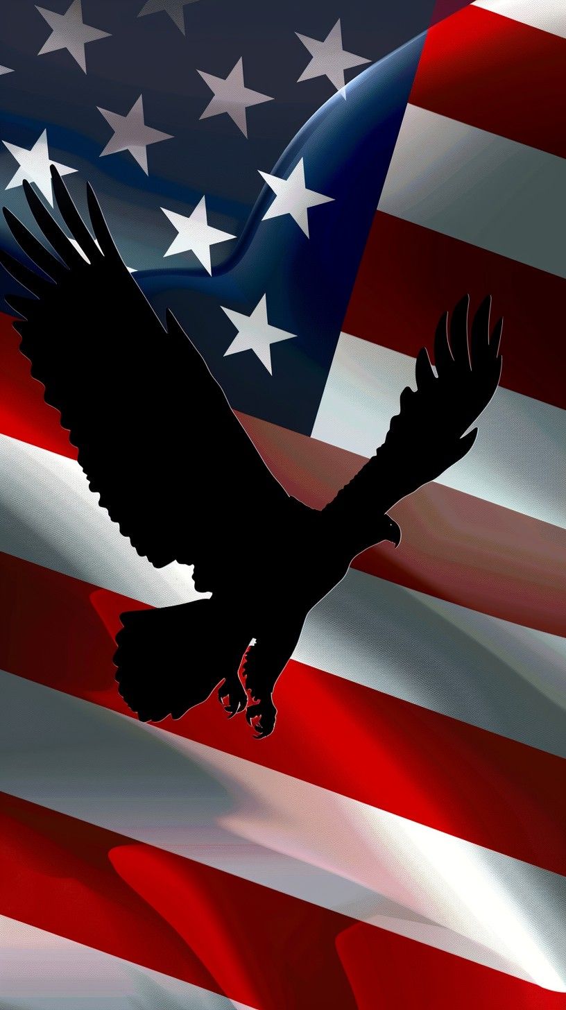 816x1456 Free Eagle and Flag Image, Sunset, Flag