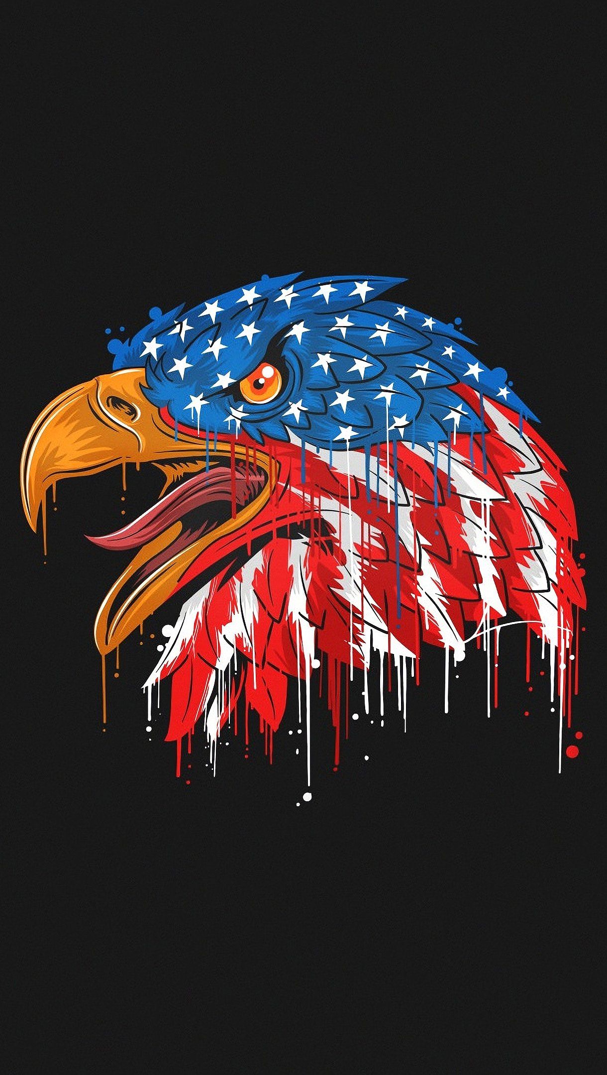 1220x2160 Eagle with United States Flag Wallpaper 4K for iPhone and Mobile Phone