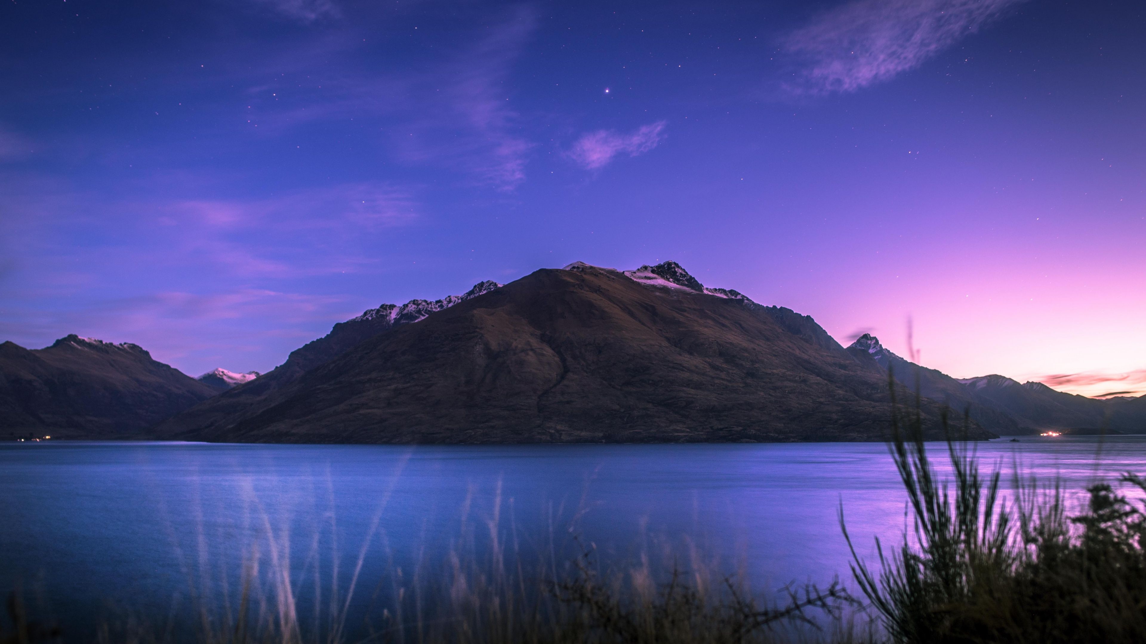 3840x2160 Lake Wakatipu Wallpaper 4K, New Zealand, Mountain, Stars