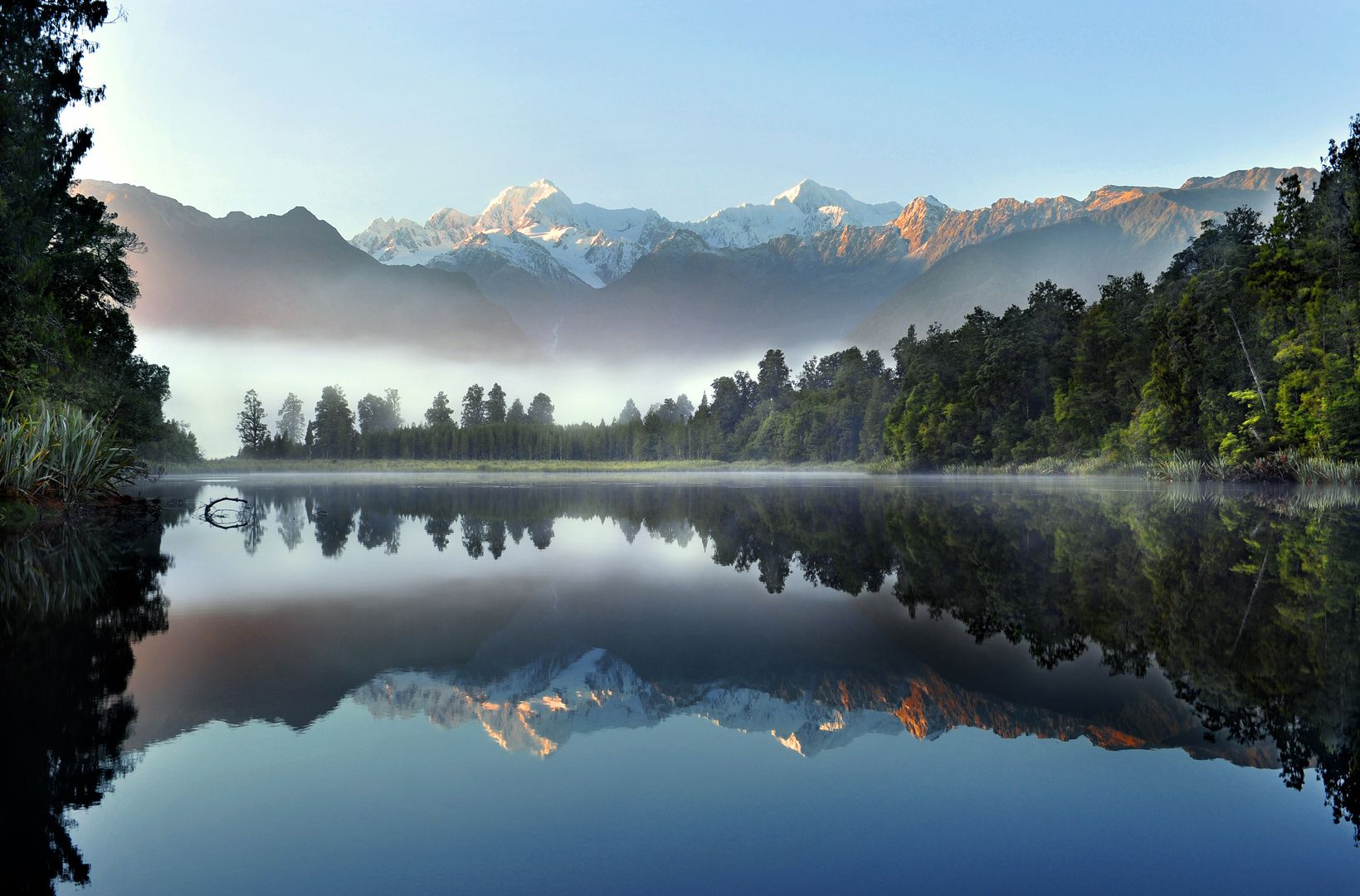 1639x1080 Wall Mural New Zealand, lake, landscape, water, trees, nature, mountains