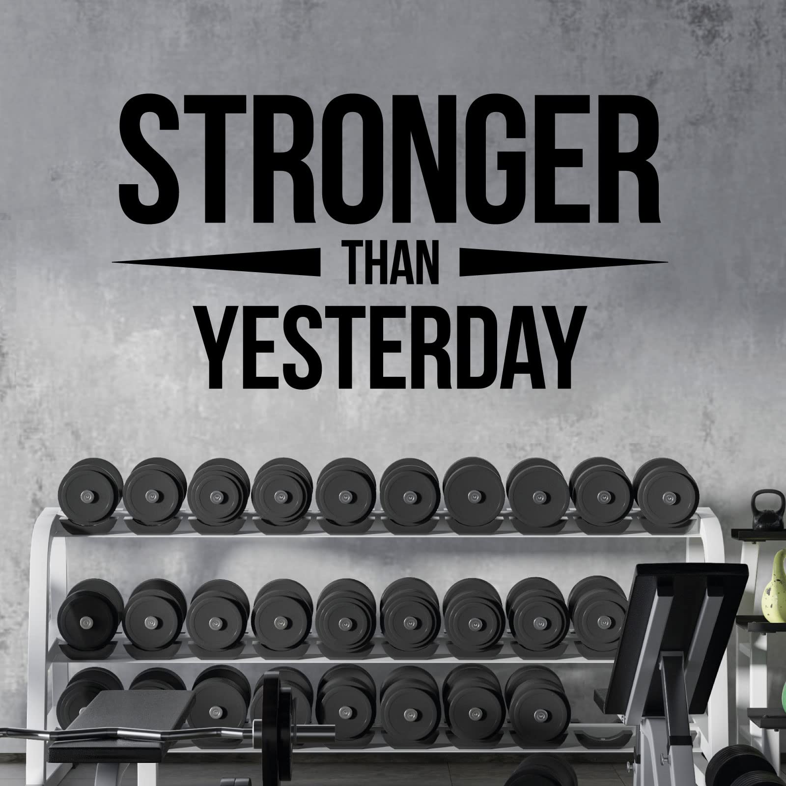1600x1600 Stronger Than Yesterday Motivational Quote Wall Art Sticker [White] : Tools & Home Improvement