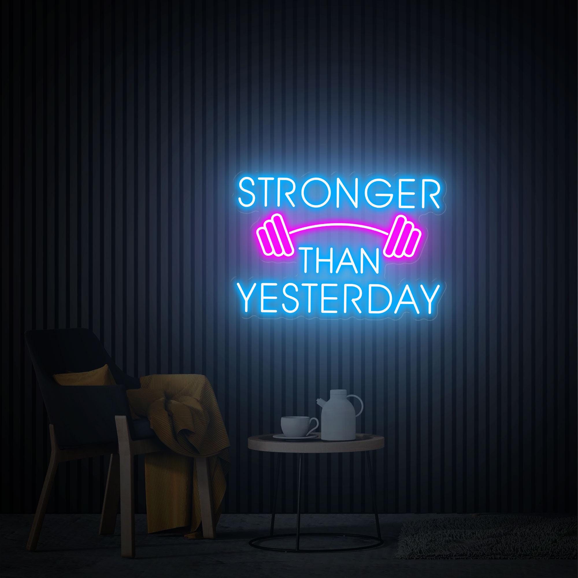 2000x2000 Stronger Than Yesterday Neon Sign, Neon Gym Sign, Home Gym Decor, Gift for Gym Lover, Workout Room Wall Decor, Fitness Wall Decor Best Gift
