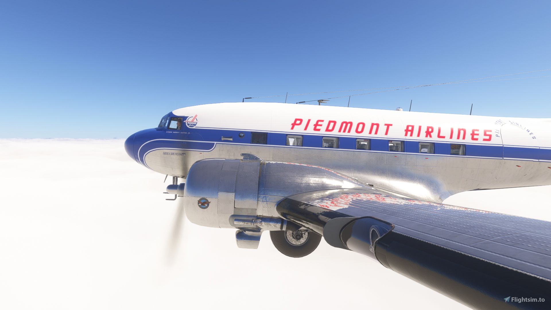 1920x1080 Douglas DC 3 W/ Cabin Piedmont Airlines (N44V) Liveries For MSFS