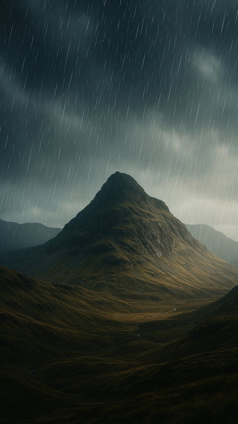 800x1422 Rainy grass field serenity mobile