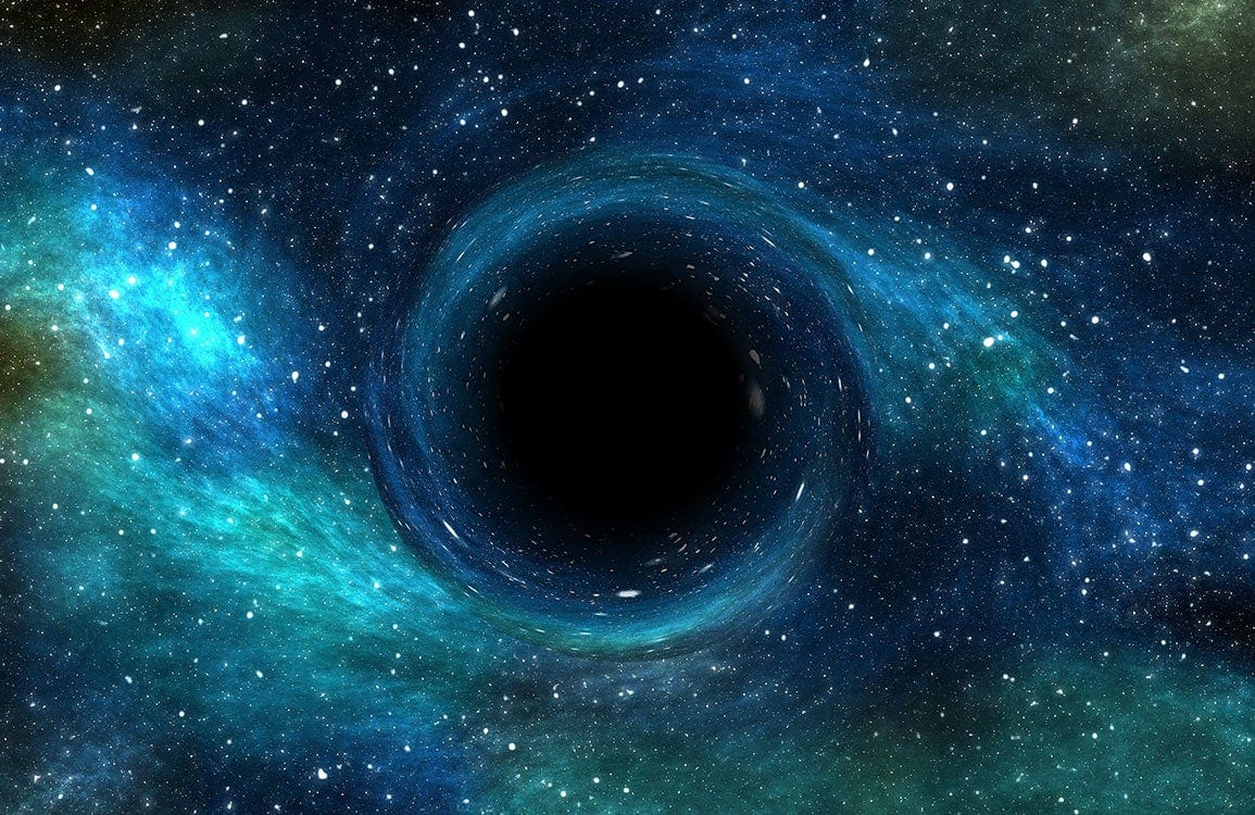 1155x750 Galactic Black Hole Space Mural Wallpaper in Blue Cosmic Style Décor