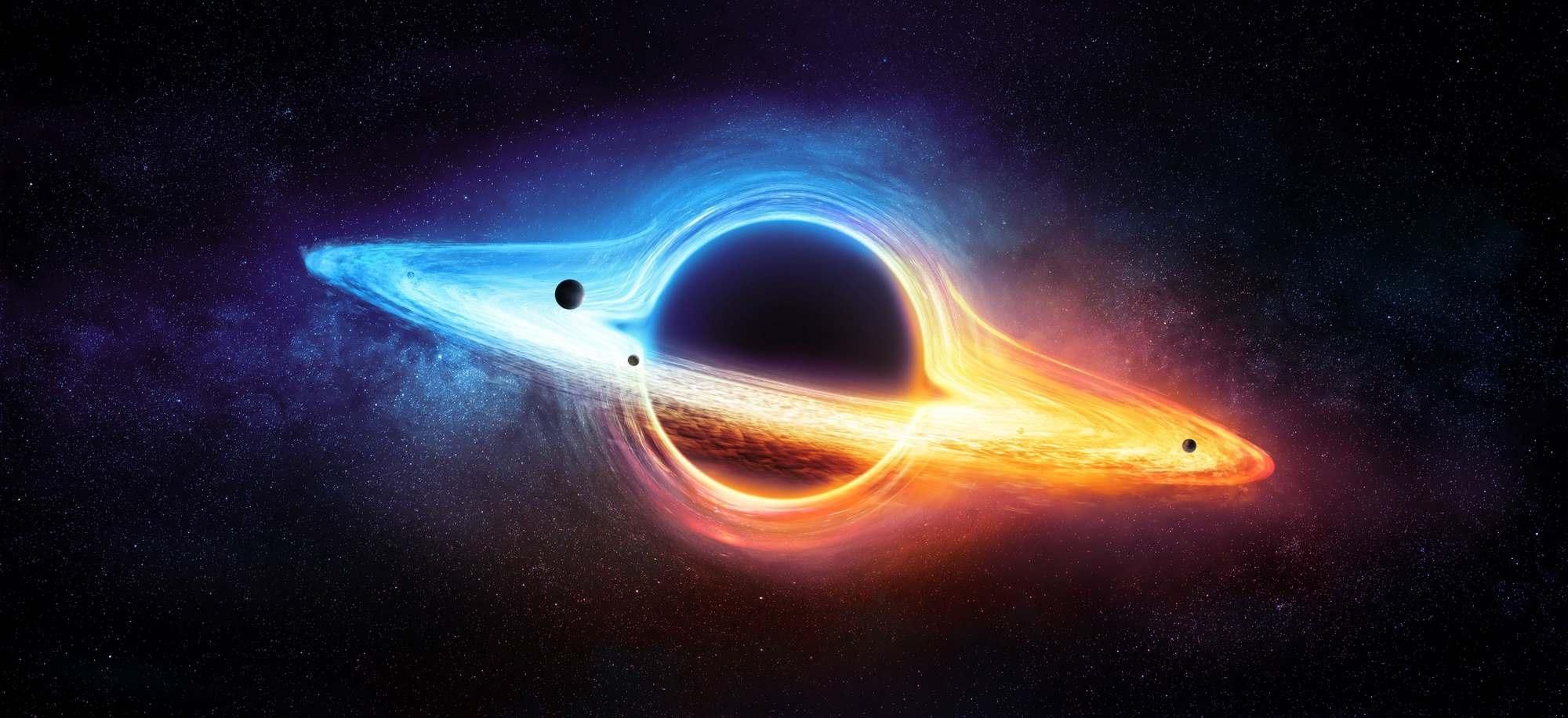 2000x916 Space Mural Wallpaper. Black Hole Galaxy Design
