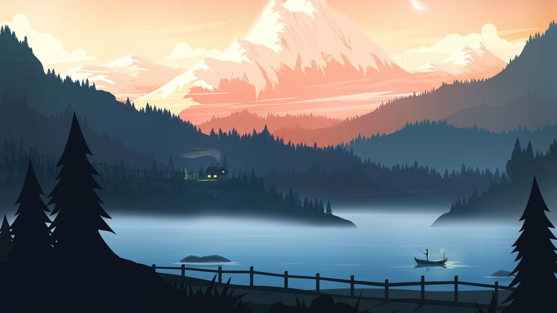 1920x1080 Minimalist HD Landscape Wallpaper
