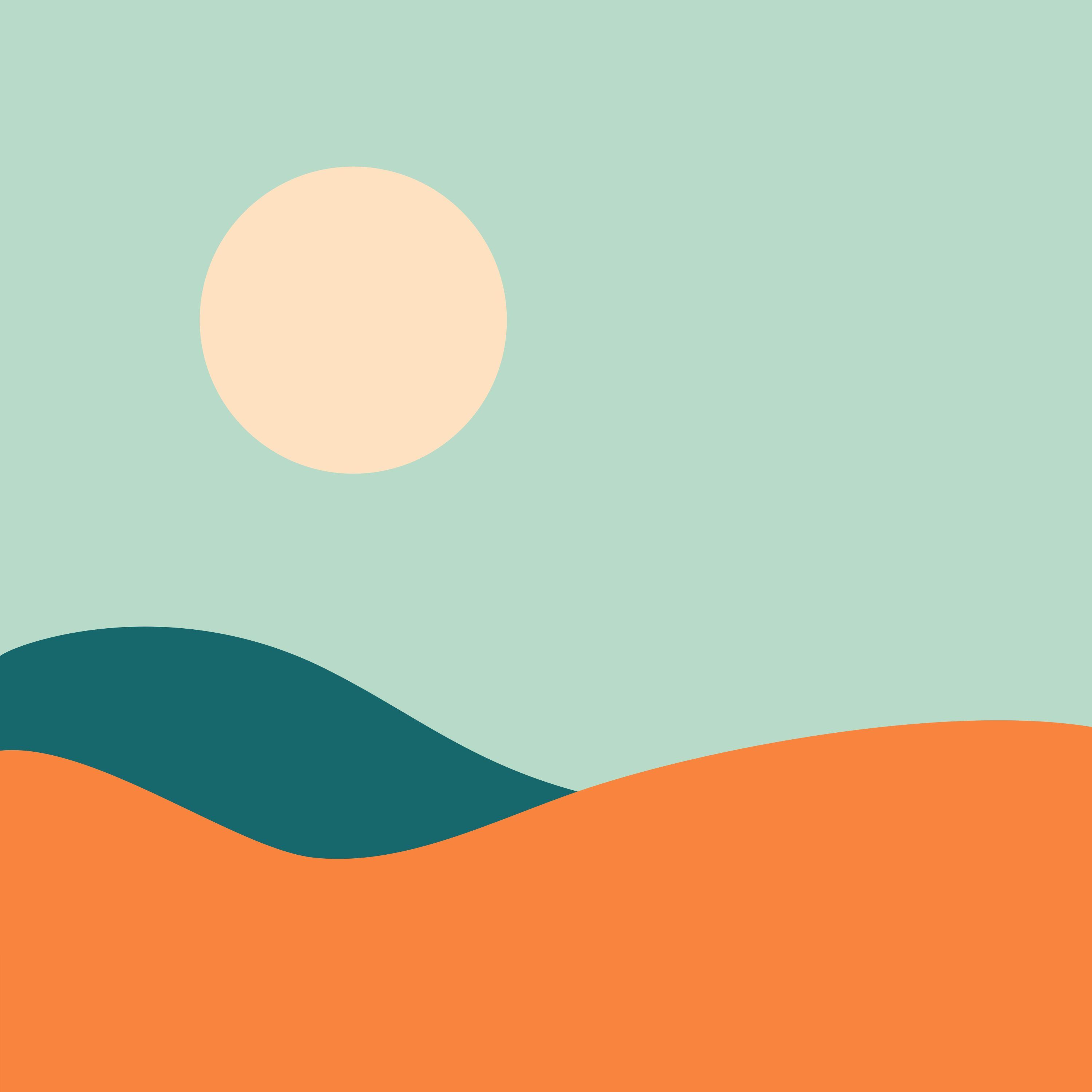 3000x3000 Minimalist landscape: sun, hills, and sky. vector
