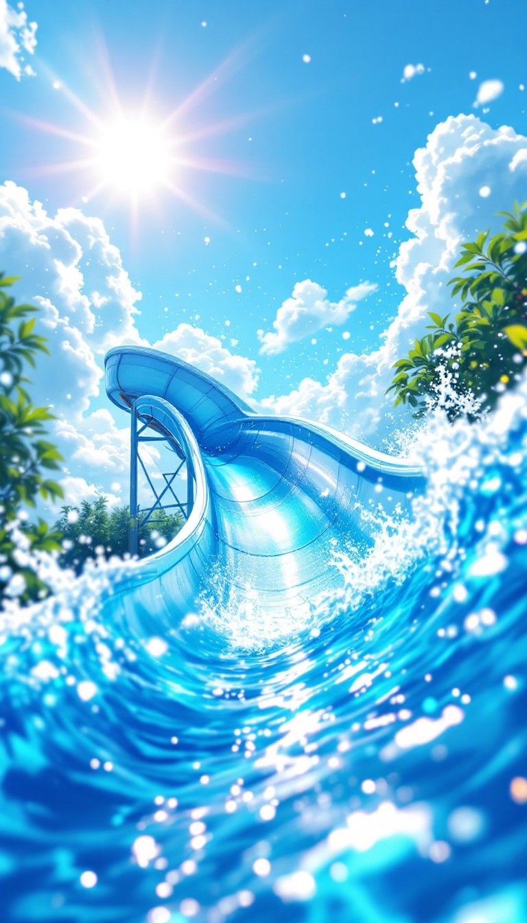 768x1344 Free Exciting water slide Image, Slide, Blue