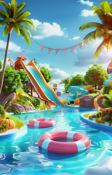 473x740 Water slide cartoon Image