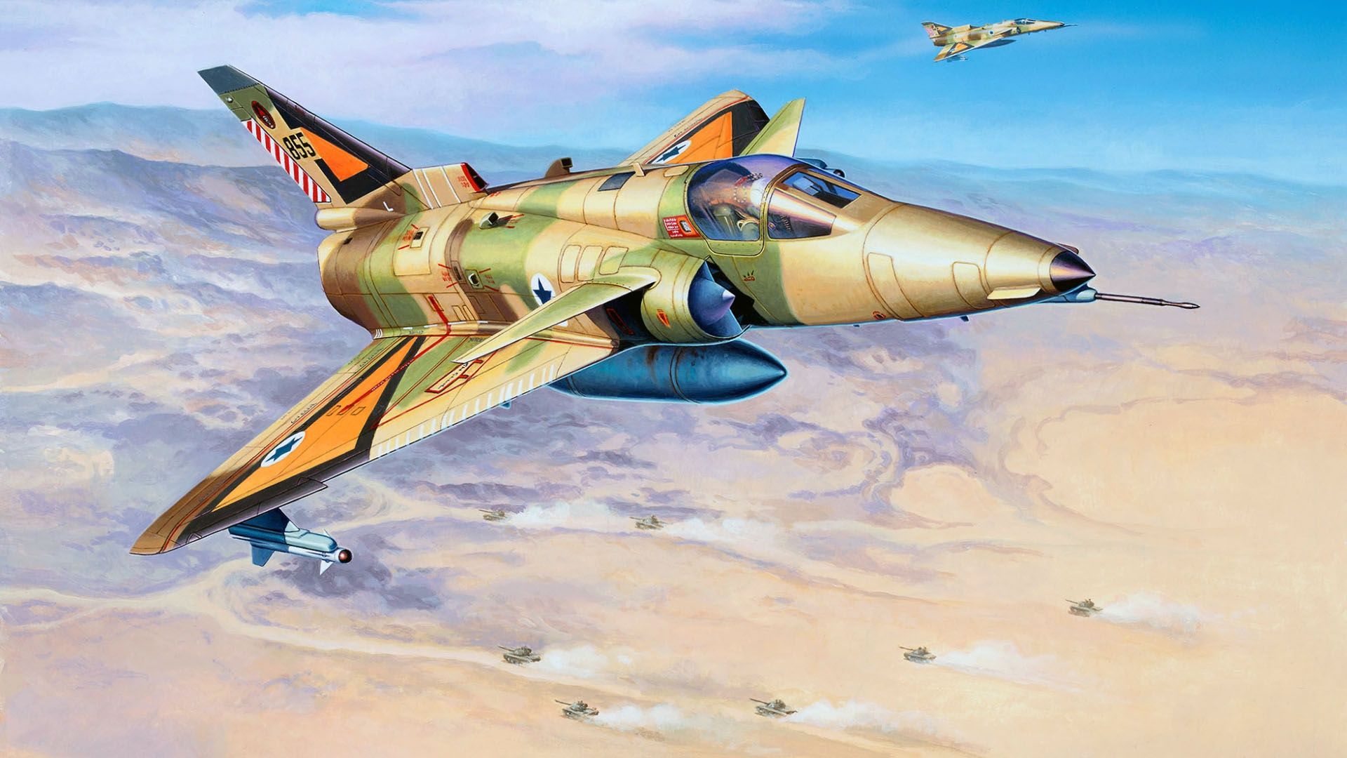 1920x1080 Wallpaper Israeli Air Force, Kfir C. Israel Aerospace Industries, Based On The Dassault Mirage III, S, All Weather Multi Role Fighter For Mobile And Desktop, Section авиация, Resolution 1920x1080