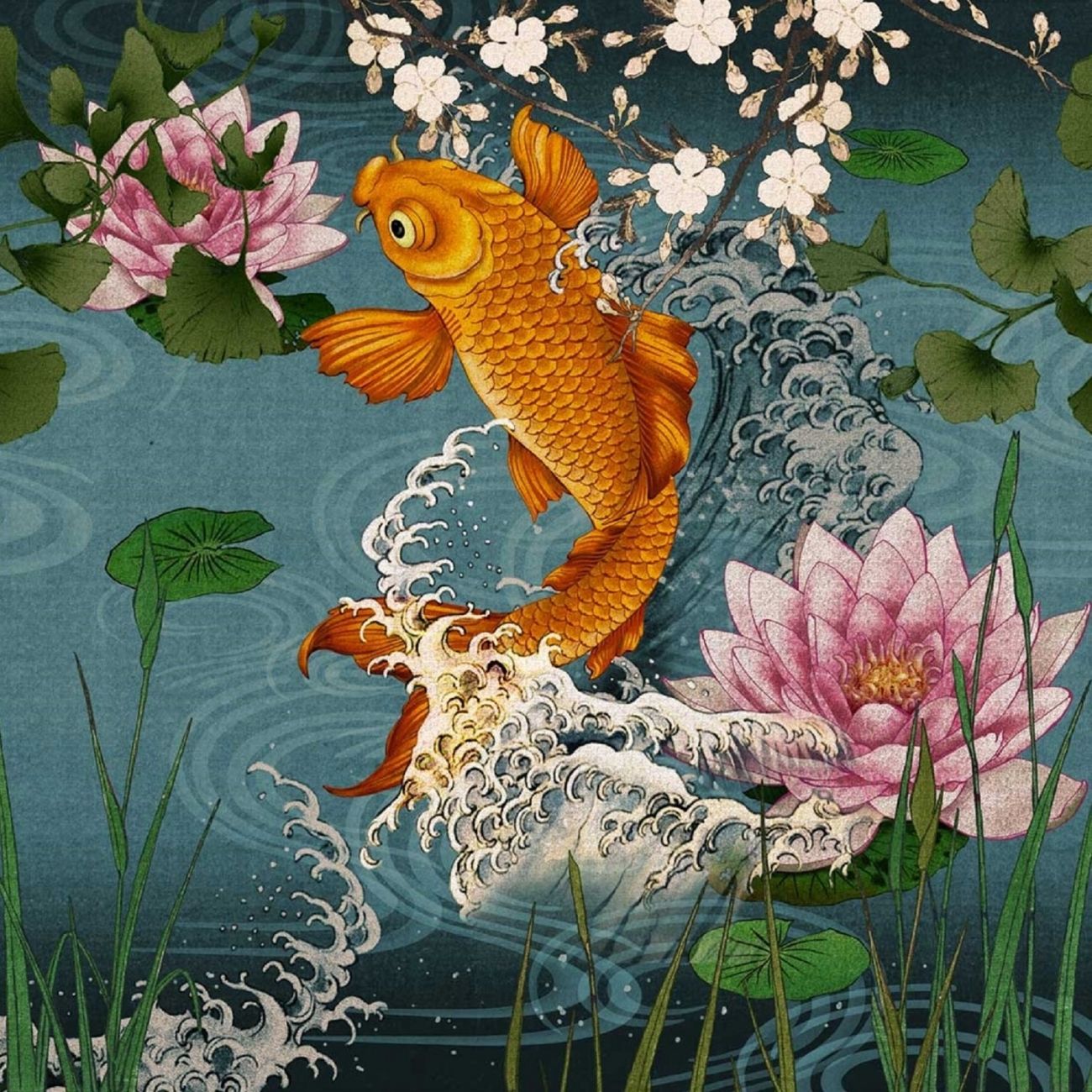 1300x1300 LONDON ART KOI WALLPAPER