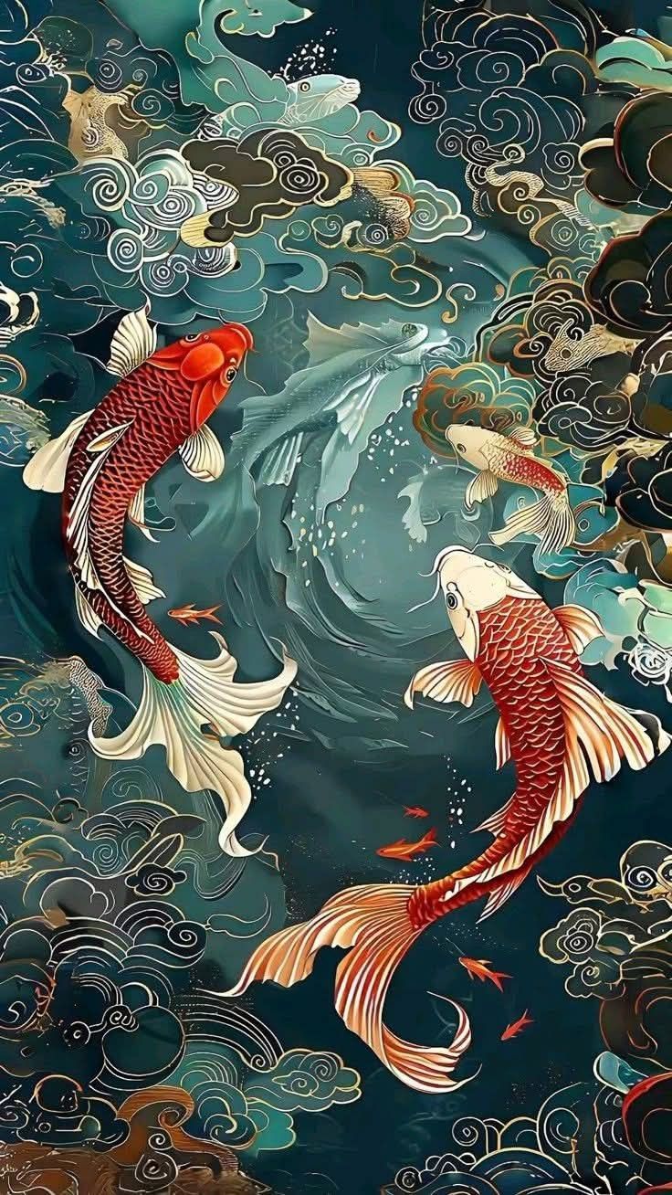 736x1308 Art. Koi art, Japanese art prints, Abstract art wallpaper