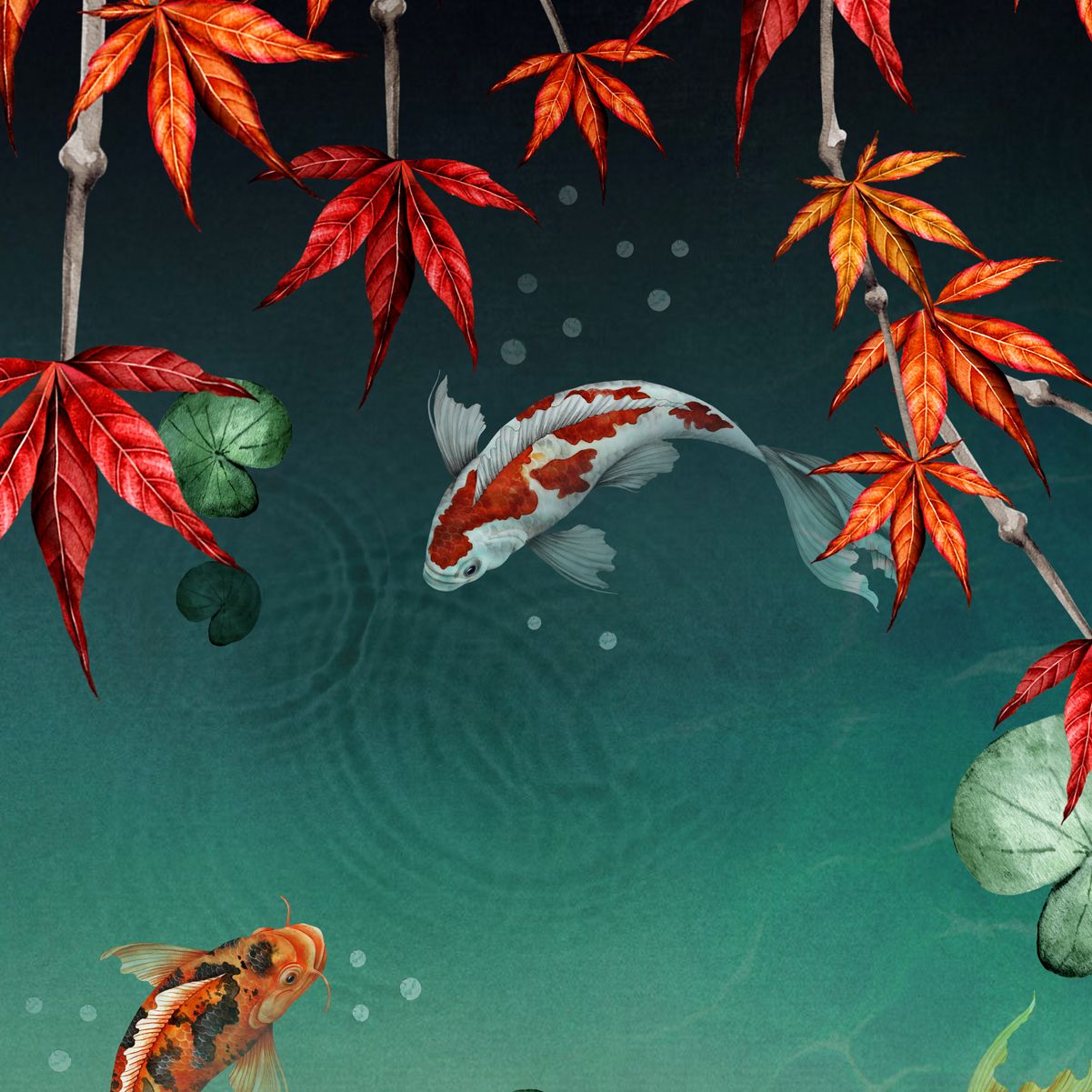 1201x1201 Koi Akua Wall Mural