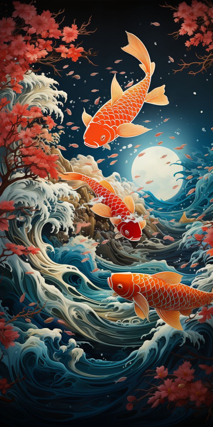736x1472 Pinterest. Japanese art, Koi art, Fish art