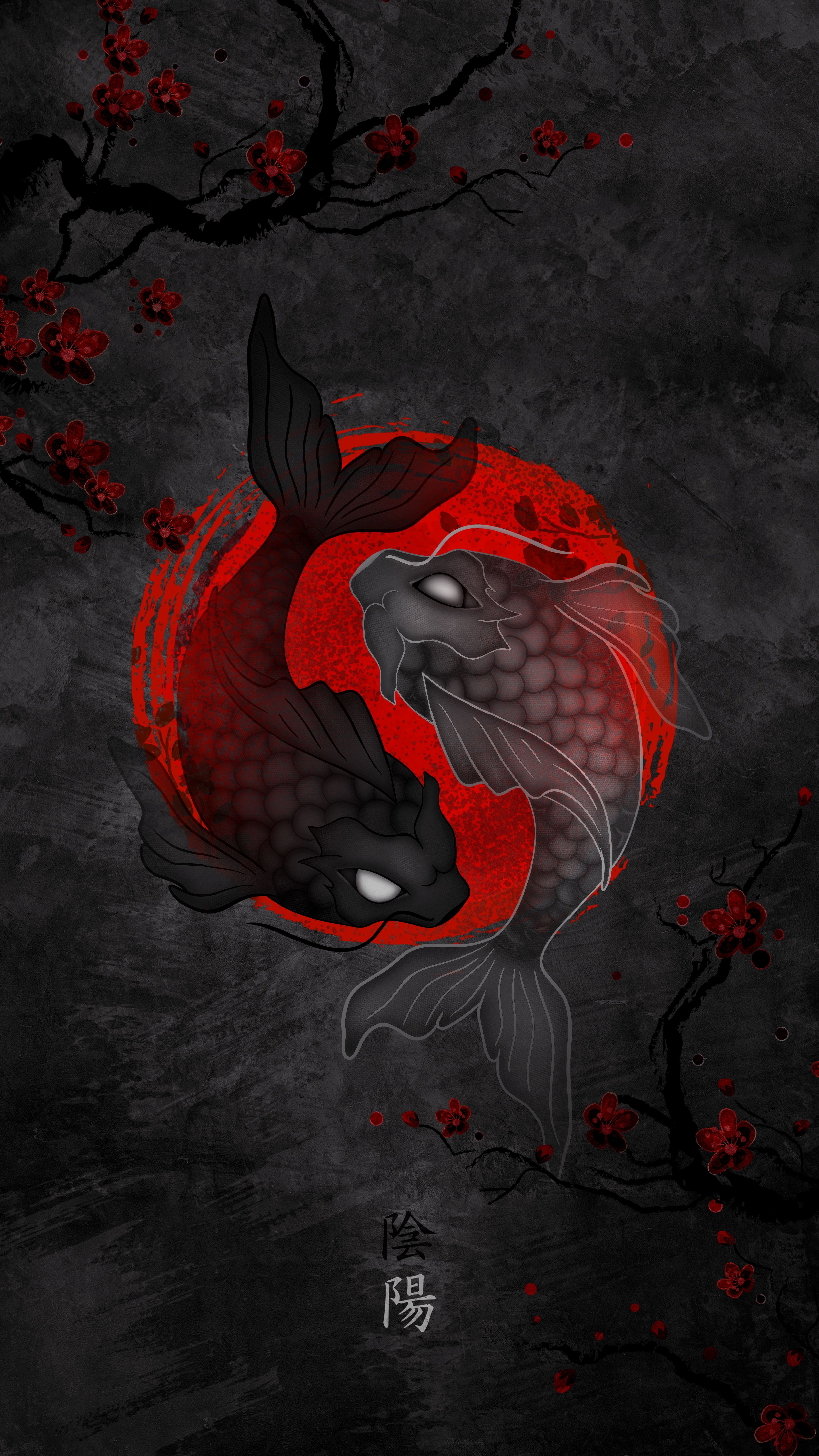 3240x5760 Wallpaper Koi, Fish, Japan, Grey, Art, Background Free Image