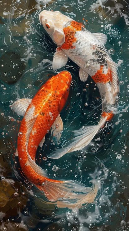 415x740 Koi Fish Painting Japanese Photo Free High Quality Picture