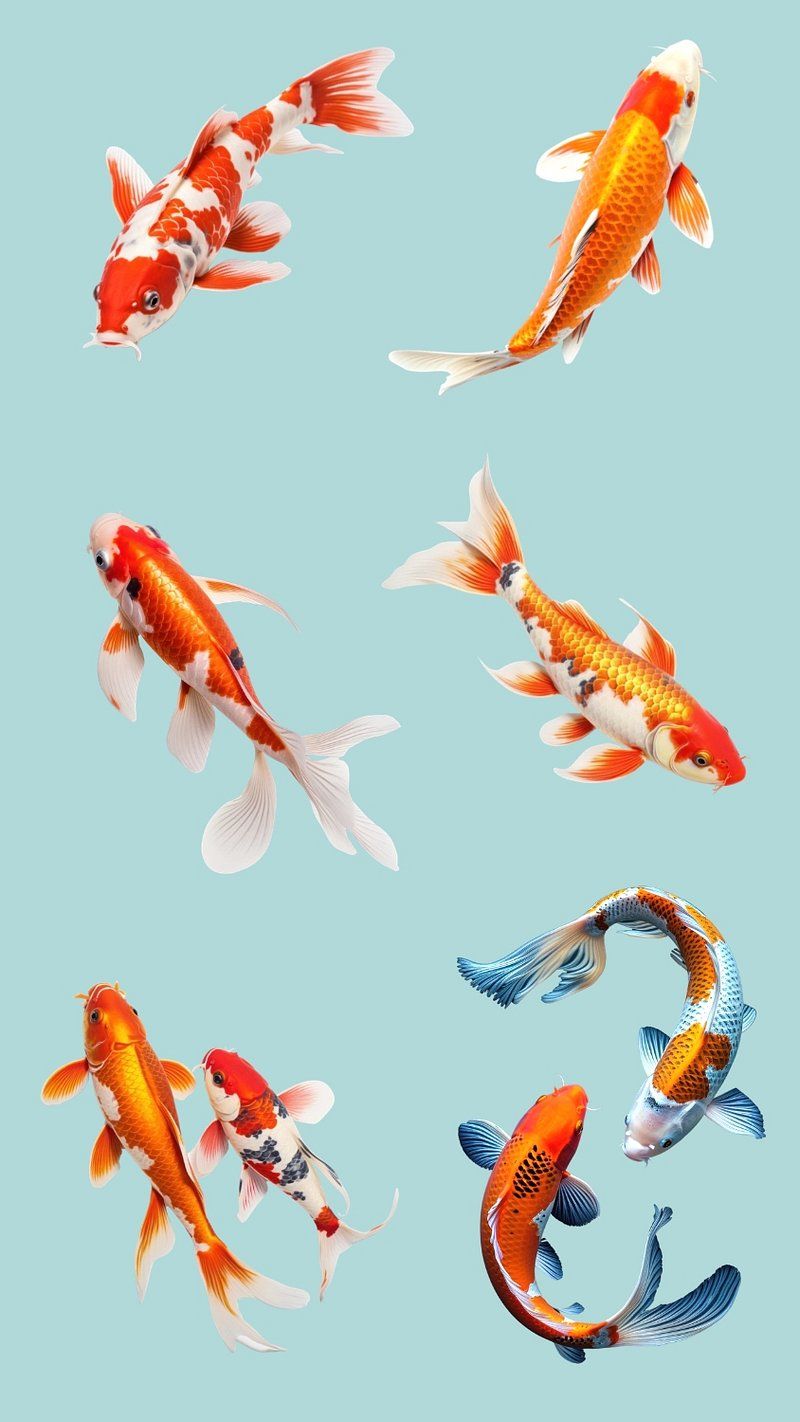 800x1422 Vintage koi fish decorated background