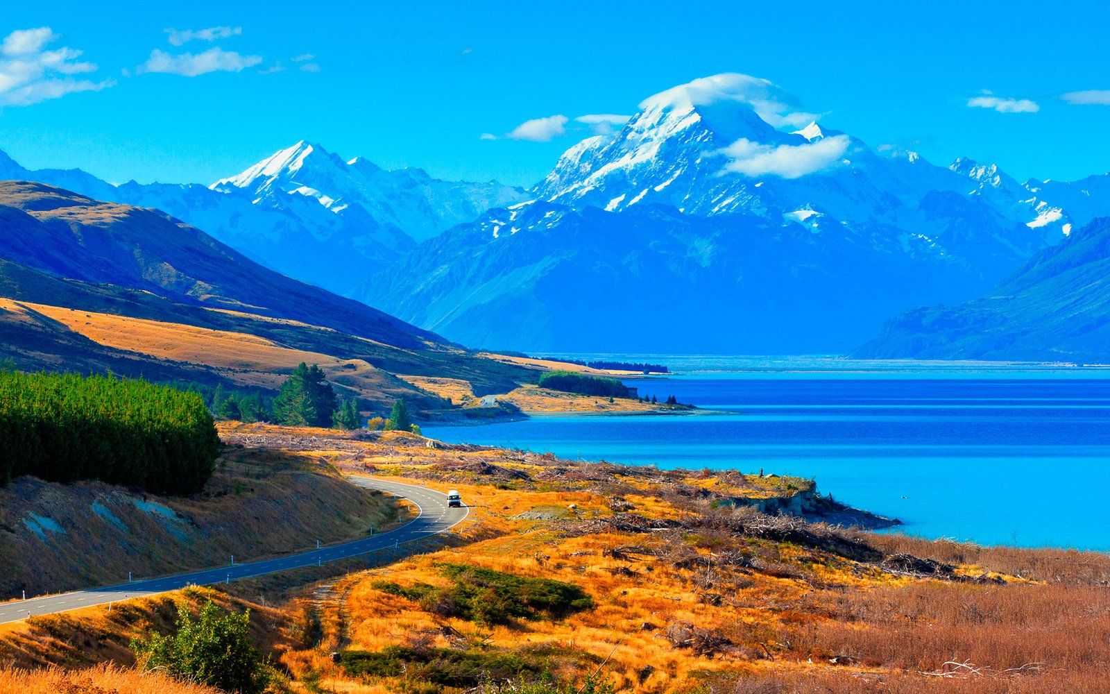 1600x1000 Lake Pukaki New Zealand Desktop Wallpaper HD :