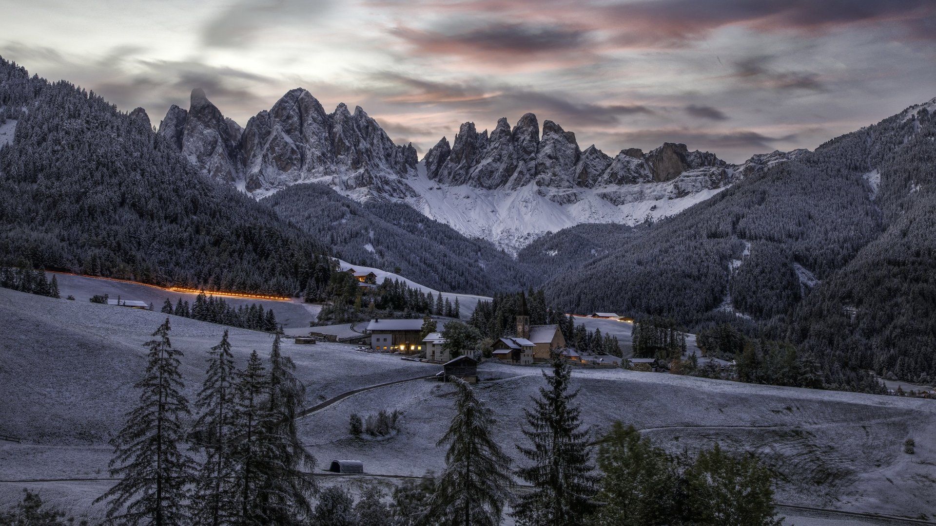 1920x1080 Download Winter Alps Dolomites Italy Santa Maddalena Man Made Village 4k Ultra HD Wallpaperx2160
