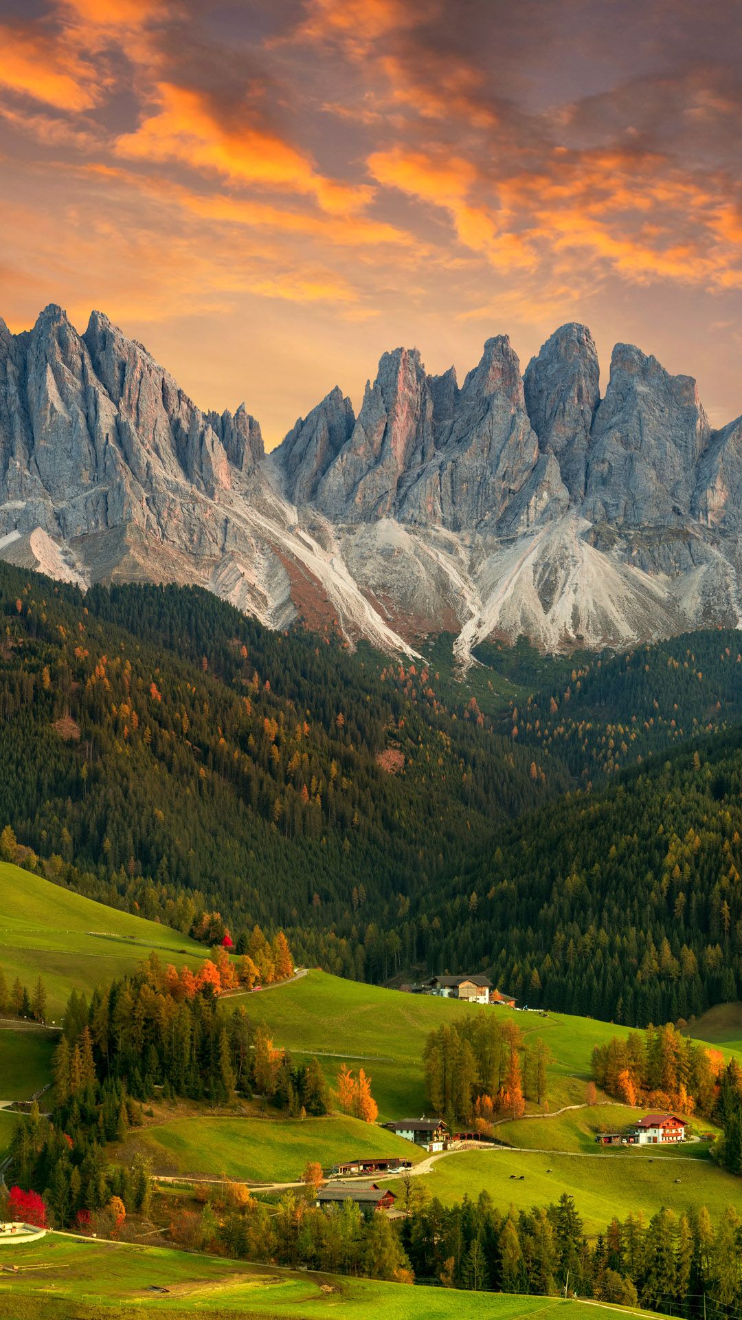 1080x1920 Beautiful landscape of Santa Maddalena, Val di Funes, Dolomites, South Tyrol, Italy. Windows Spotlight Image