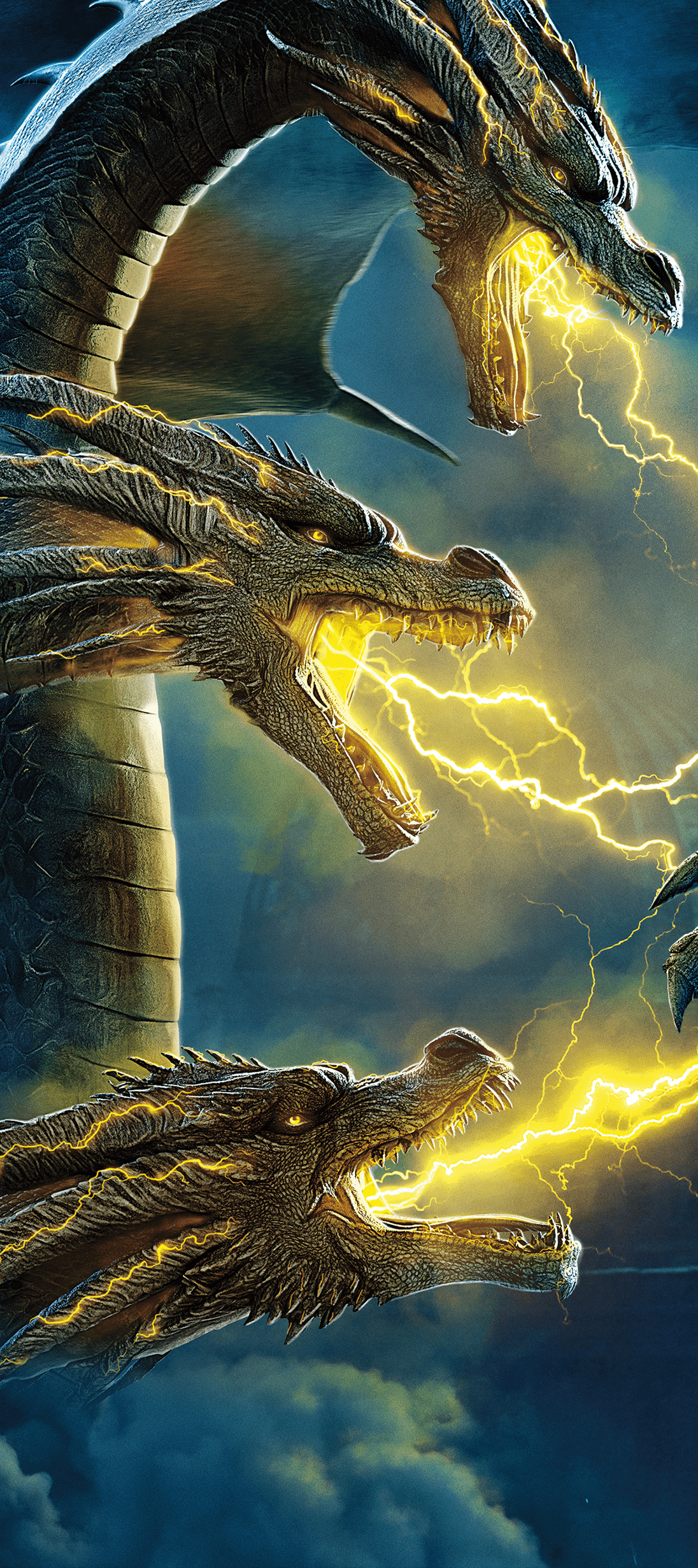 1096x2463 V60 Dual Screen wallpaper vs King Ghidorah