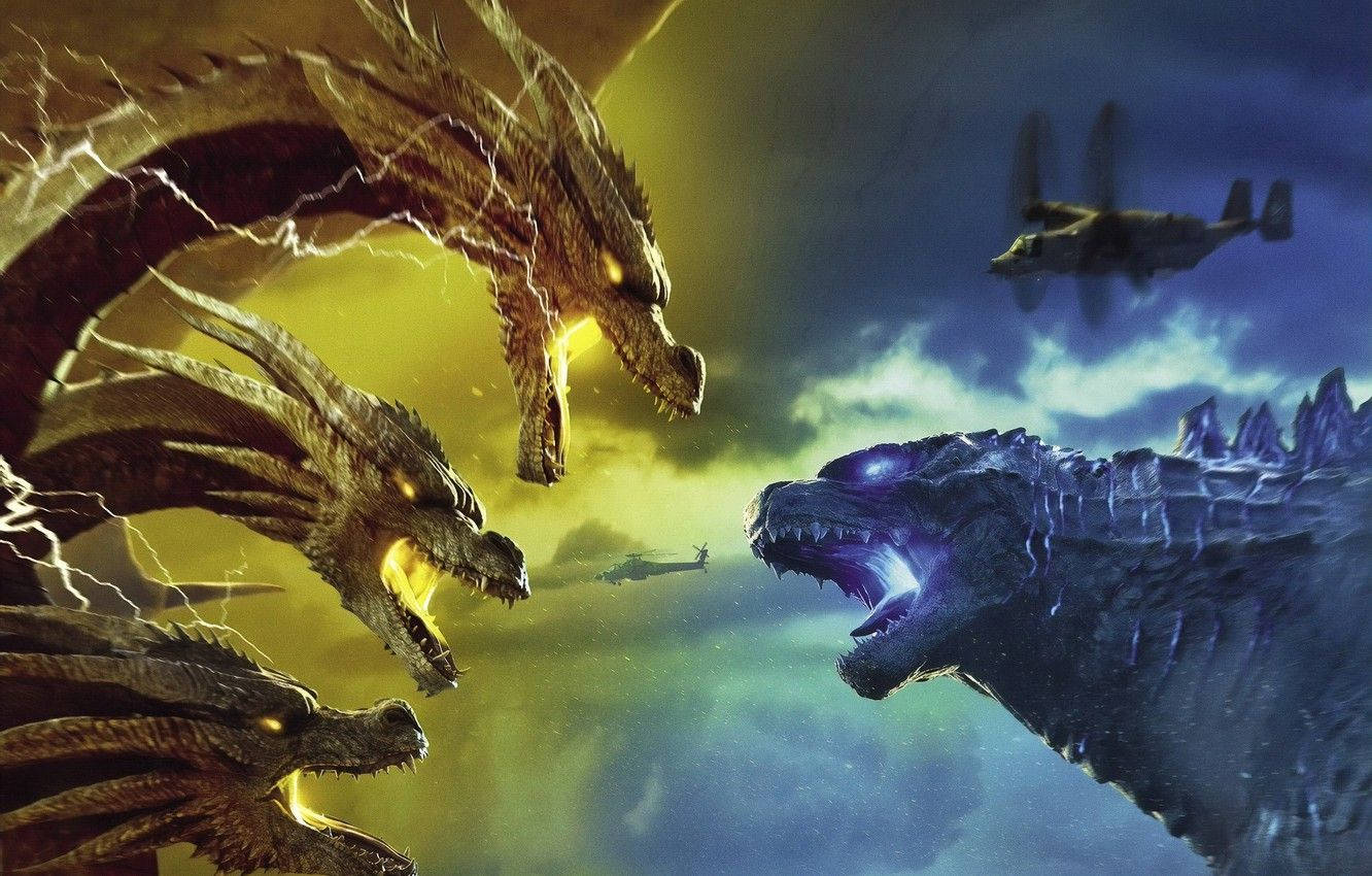 1332x850 Download Godzilla King of the Monsters: Godzilla clashes with King Ghidorah Wallpaper