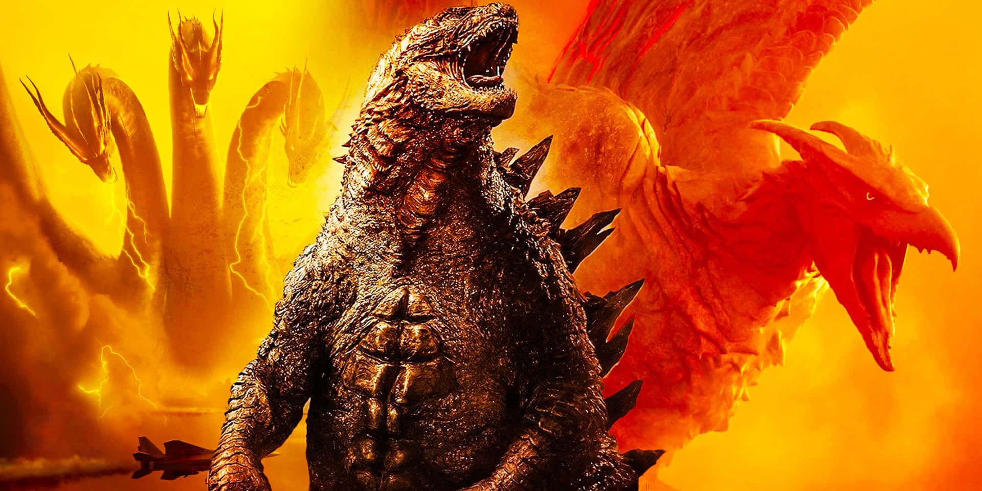 1920x960 Download Godzilla and Rodan in an Epic Battle Wallpaper