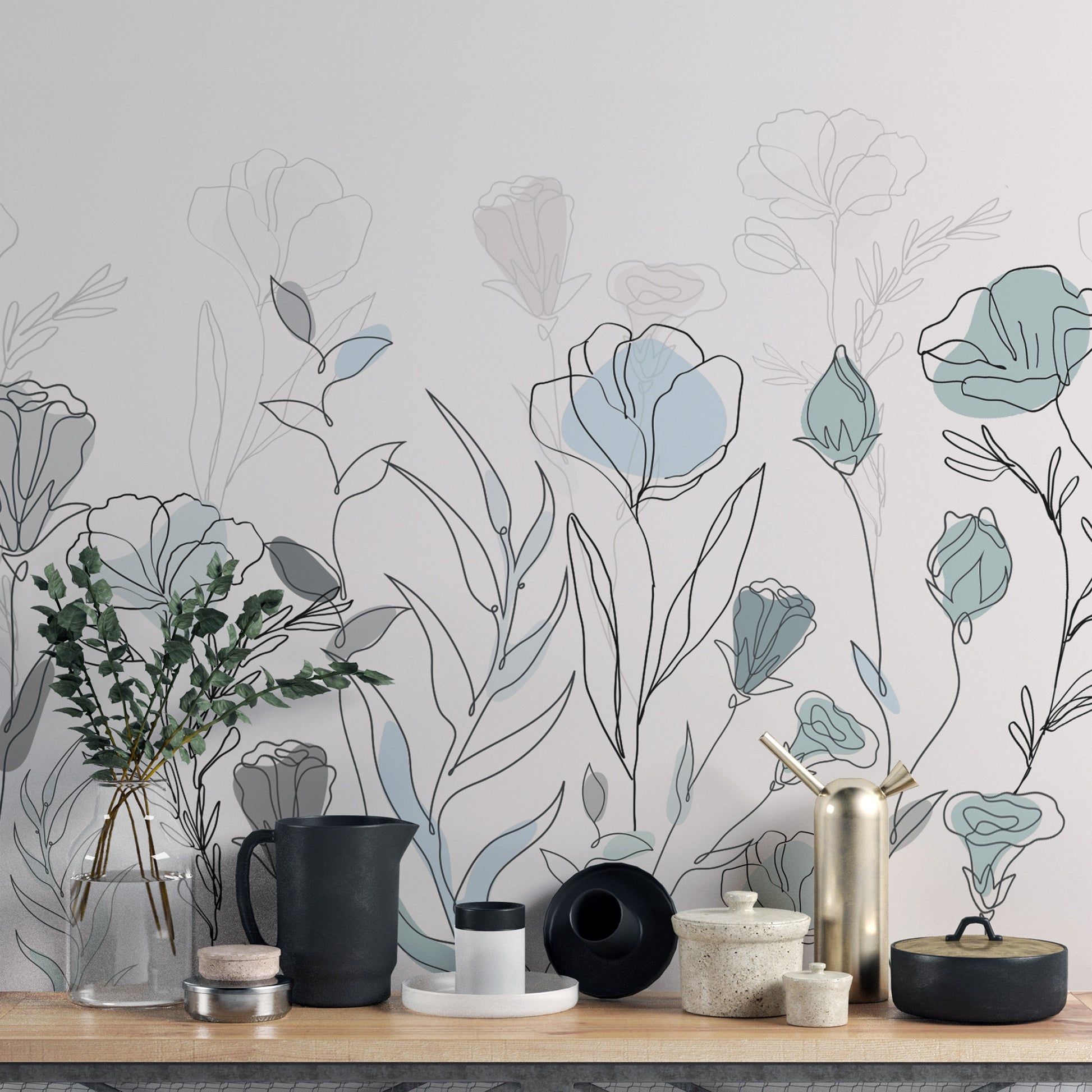 1946x1946 Minimalist Floral Line Art Wallpaper