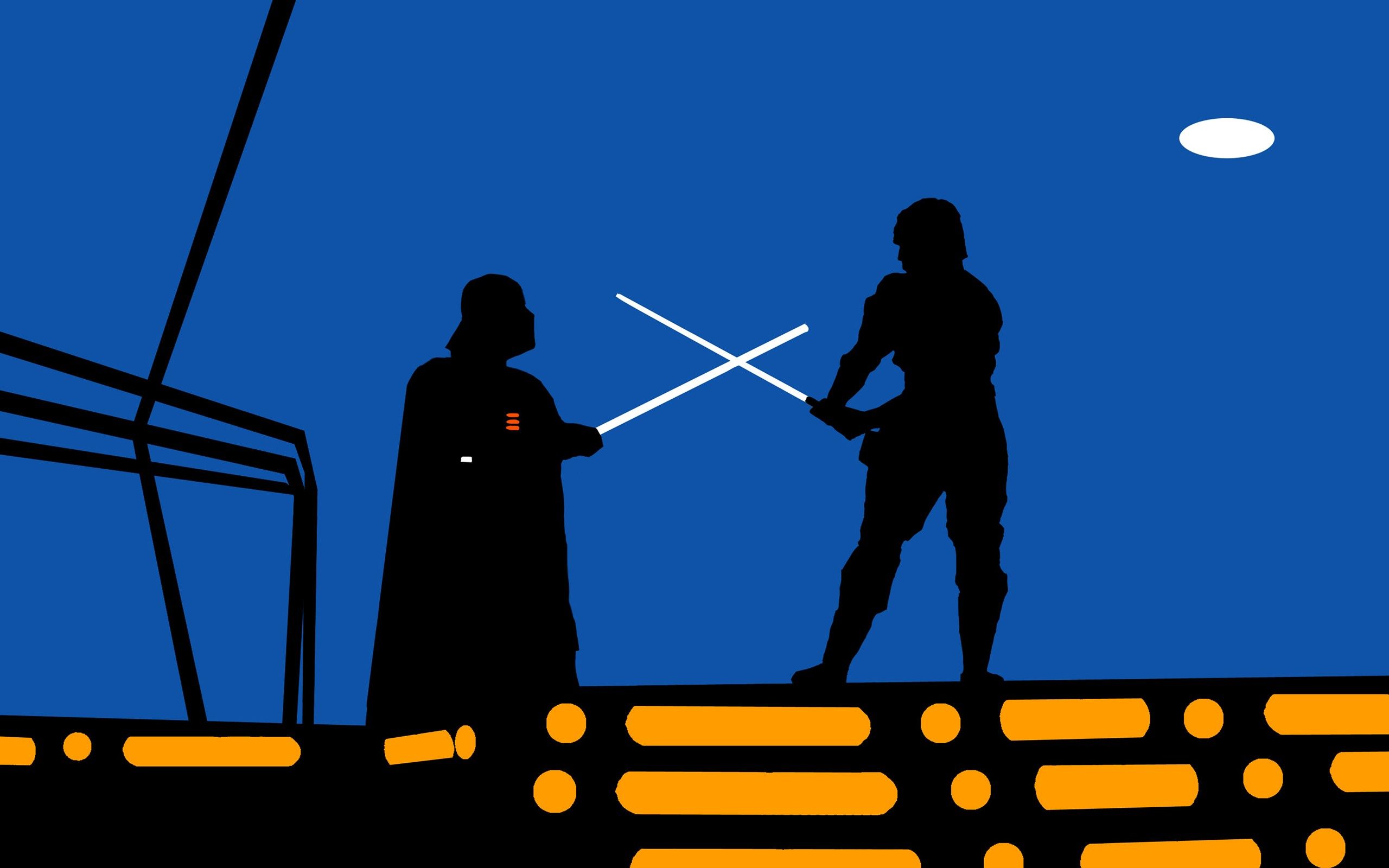 2560x1600 Star Wars, Minimalism, Darth Vader, Luke Skywalker, Fighting, Lightsaber Wallpaper HD / Desktop and Mobile Background