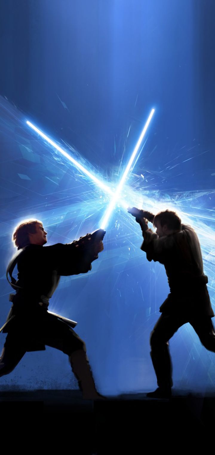 720x1520 Phone wallpaper: Anakin Skywalker, Movie, Star Wars, Lightsaber, Jedi, Obi Wan Kenobi, Blue Lightsaber 1166282