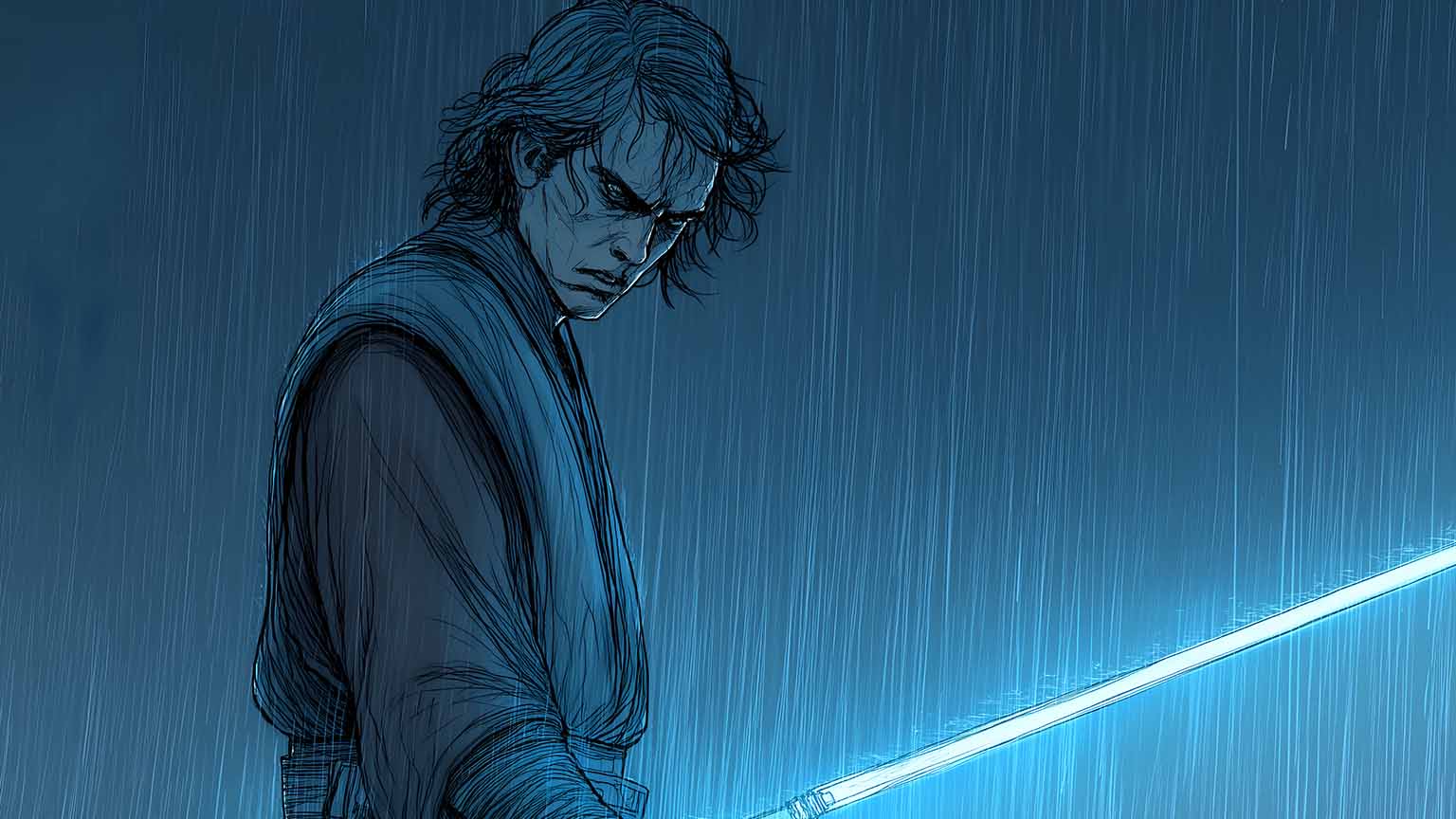 1536x864 Star Wars Anakin Skywalker Holding Lightsaber Desktop Wallpaper
