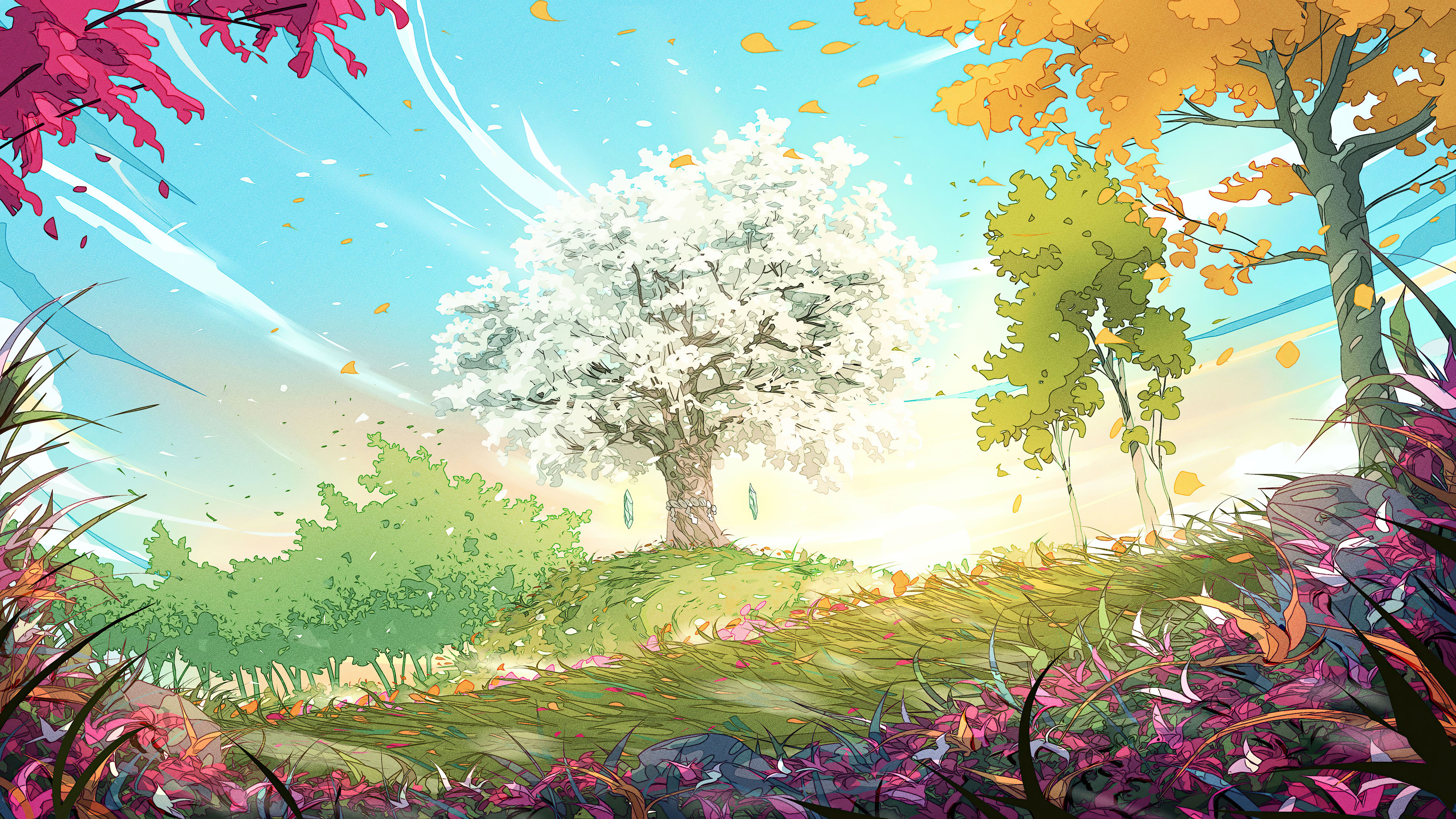 5120x2880 Spring Pixel Art PC Wallpaper