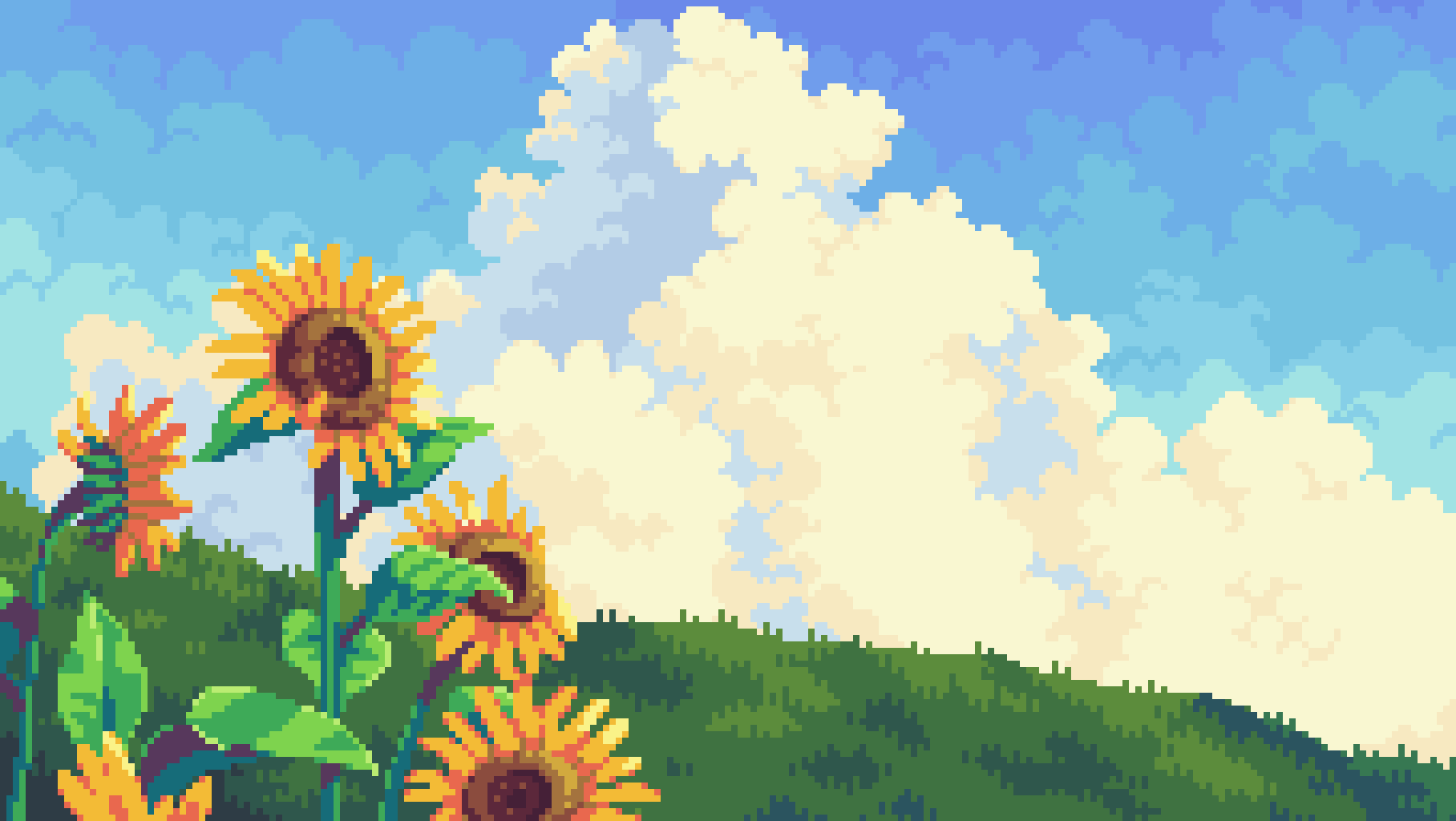 1816x1024 Spring, my first drawing for the Pixeltober
