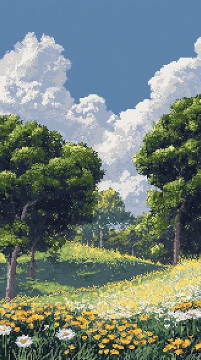 415x740 Pixel Art Spring Meadow Photo Free High Quality Picture