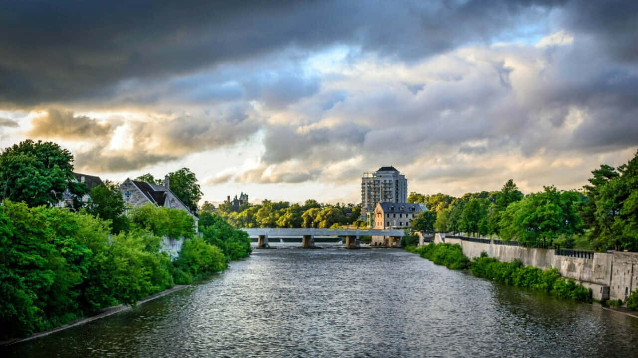1280x720 Download Waterloo River Sunset View Wallpaper