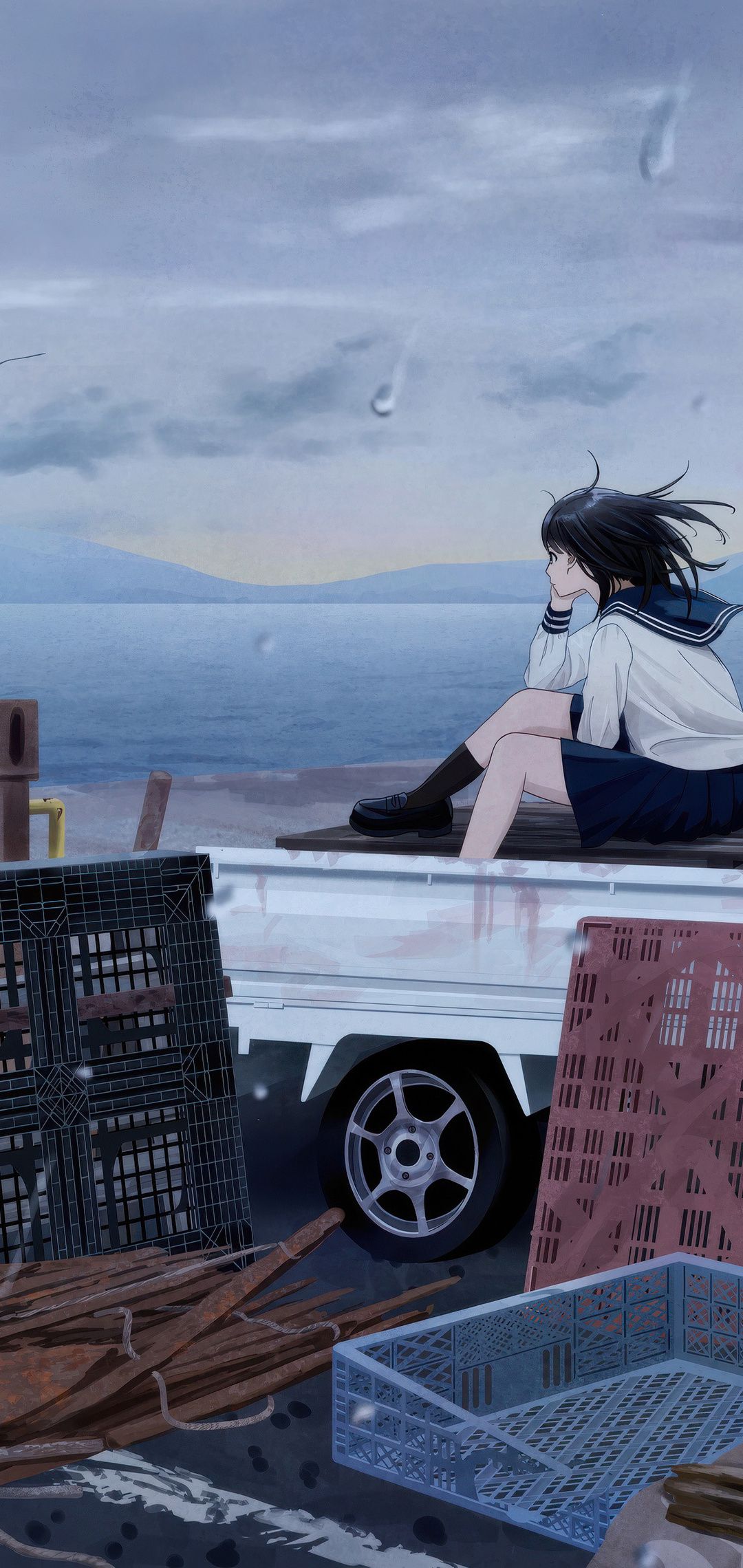 1080x2280 Anime Girl Sitting On Back Of The Truck Front Of The Wind One Plus Huawei p Honor view Vivo y Oppo f Xiaomi Mi A2 , HD 4k Wallpaper, Image, Background, Photos and Picture