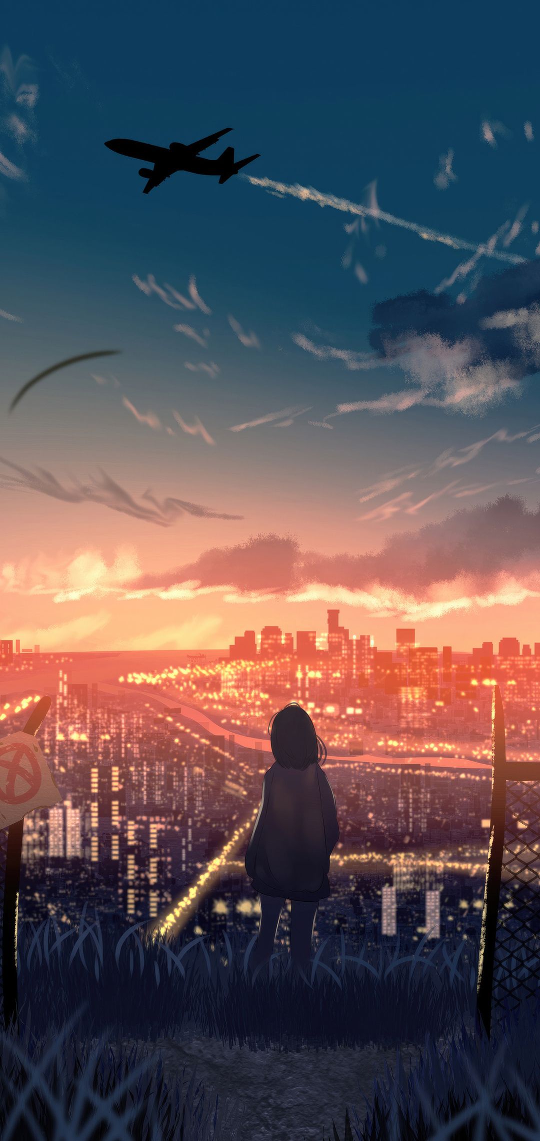 1080x2280 Anime Girl Watching Urban Outdoor View One Plus Huawei p Honor view Vivo y Oppo f Xiaomi Mi A2 , HD 4k Wallpaper, Image, Background, Photos and Picture